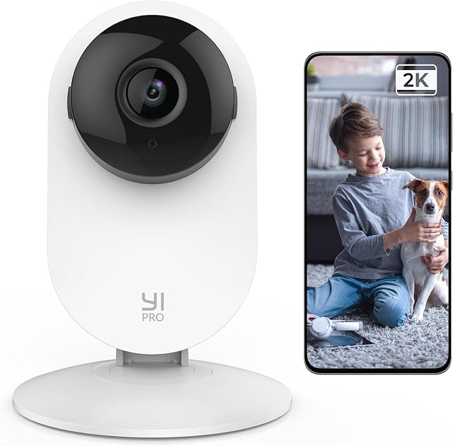 YI Pro 2K Caméra de sécurité maison, 2.4Ghz Caméra intérieure avec personne, véhicule, détection intelligente d'animaux, application de téléphone pour bébé, animal de compagnie, surveillance des chiens, fonctionne avec Alexa et Google Assistant