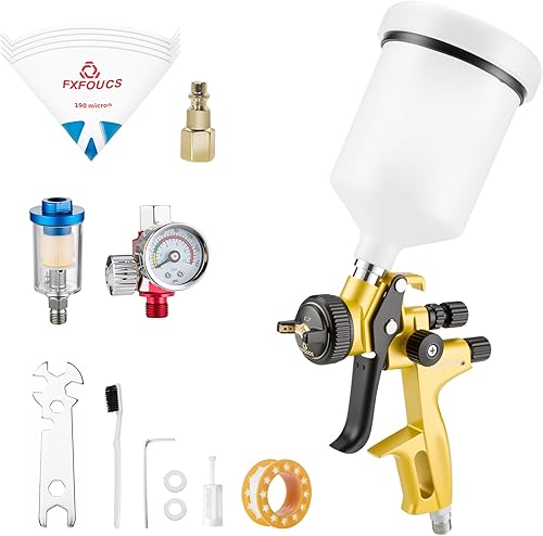 Vista 10 de HVLP Pistola pulverizadora con boquilla de 0.051 in, pistola de pintura para automóvil, kit de herramientas premium perfecto para una amplia gama