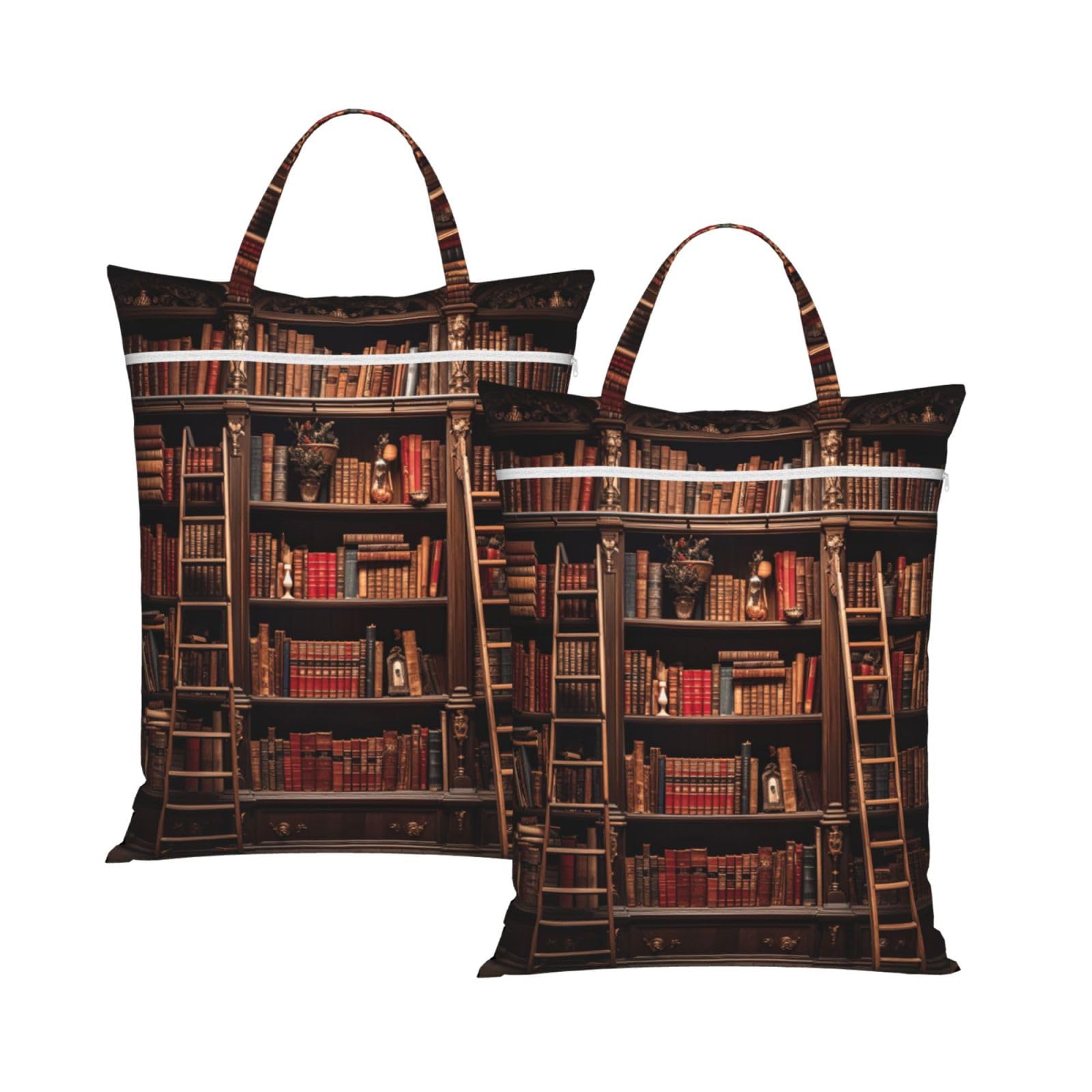 Sac à linge voyage étanche et pliable au motif de bibliothèque pour sport et randonnée