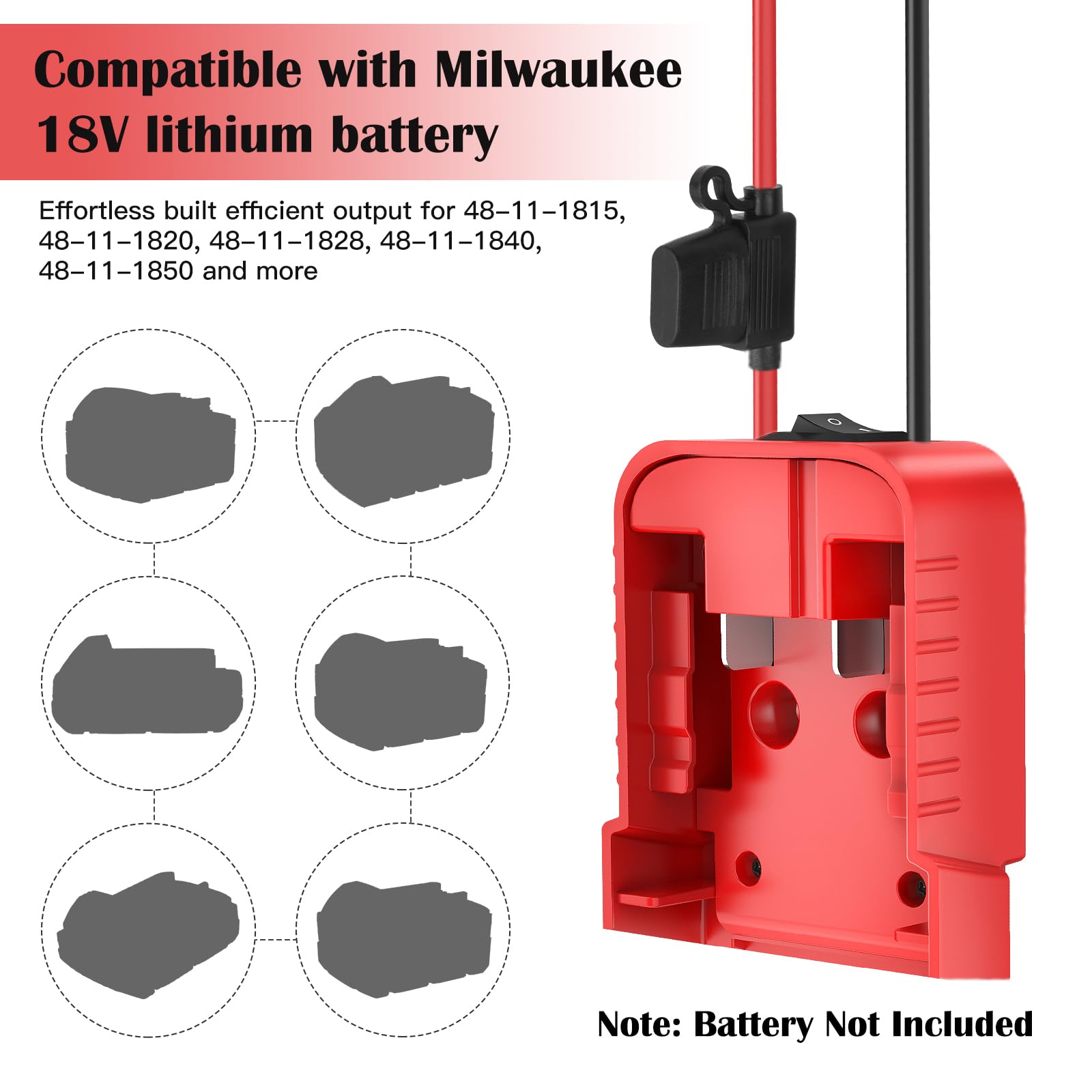 Paquete de 2 adaptadores de 18 V compatibles con batería Milwaukee M18 para adaptador de batería de rueda eléctrica, herramienta eléctrica, coche de juguete RC DIY, kit de conversión de conector de