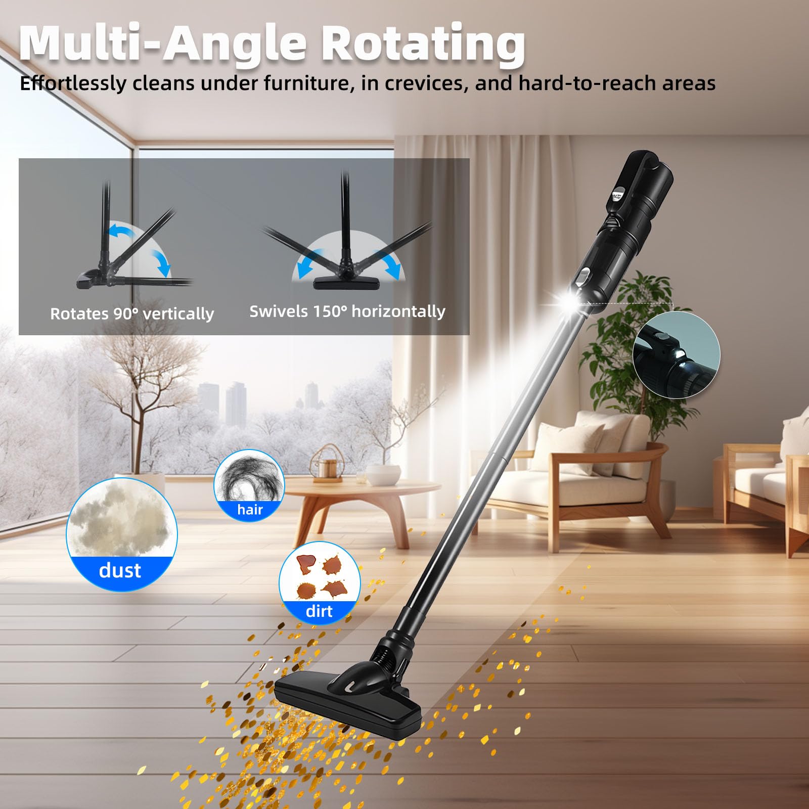 Carehabi Handstaubsauger Akku Kabellos,25000Pa 5 in 1 Auto Staubsauger Stark 5200mAh Akku Handstaubsauger,Wiederaufladbarer Handsauger für Auto,Tierhaare,Haus und Tastaturen