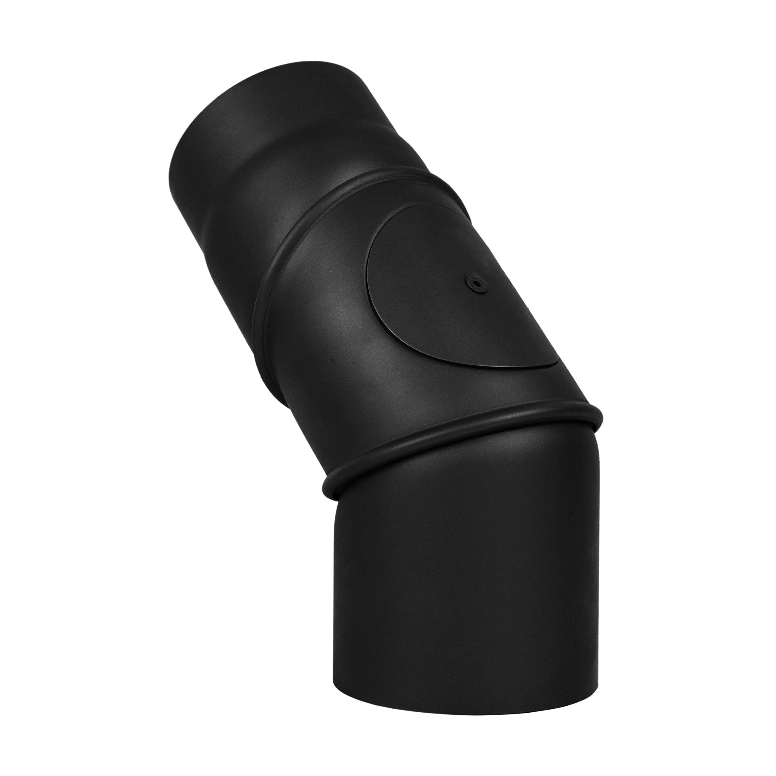 LANZZAS Rauchrohr Bogen 0° - 90° verstellbar mit Tür - im Durchmesser Ø 130 mm - Farbe: schwarz - Ofenrohr/Knie-Bogen