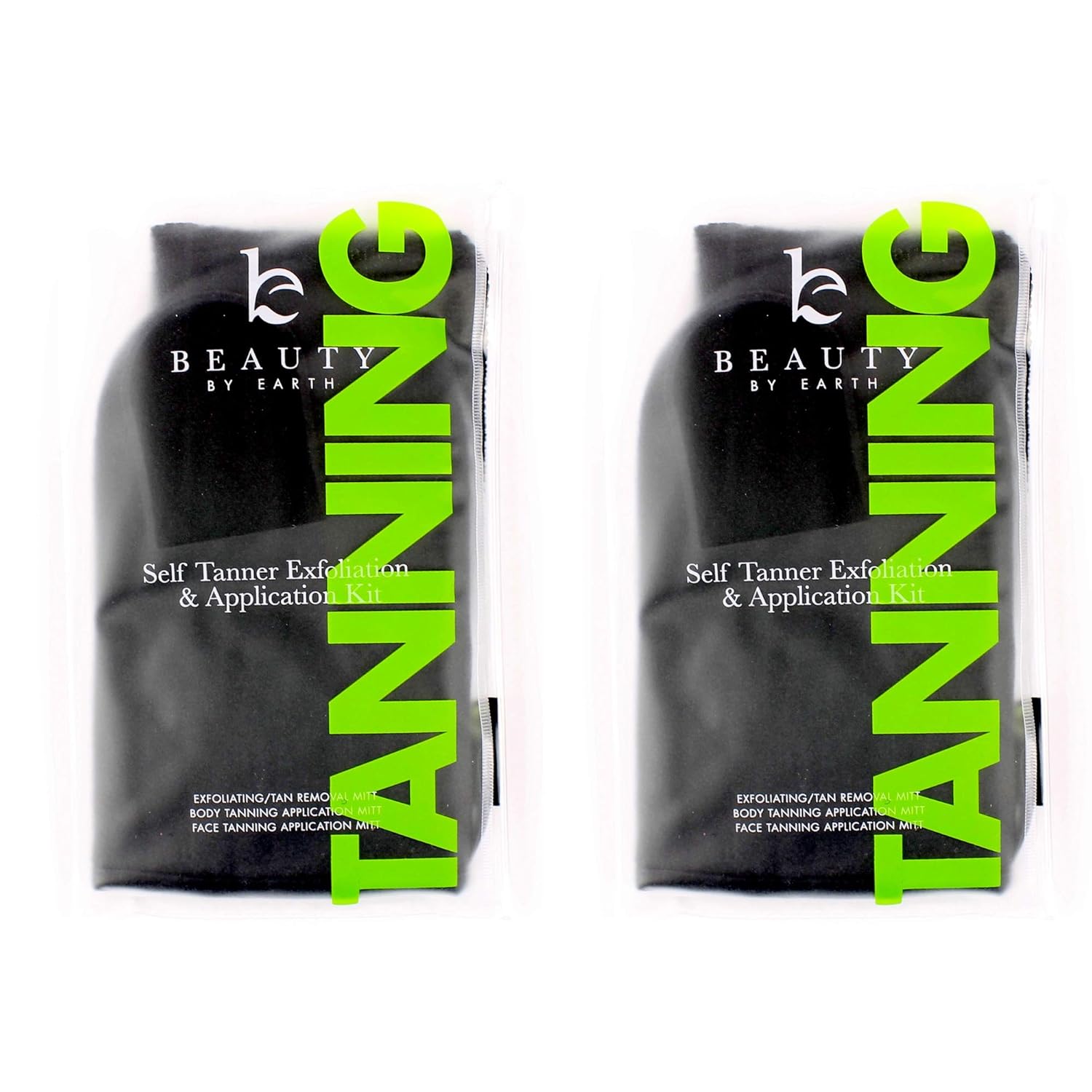 Self Tanning Applicator Mitt; Soft, Double Sided, Washable, Face and Body Tanning Lotion Applicator Glove Kit. Exfoliating Mitt, Face and Body Applicator Mitts; Streak Free Sunless Bronze (2 Pack)