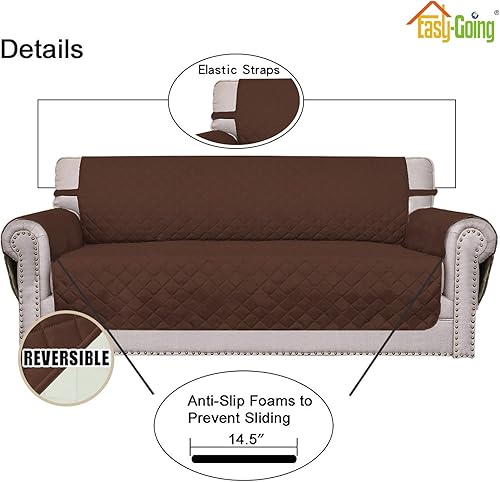Miniatura 54 de Easy-Going - Funda reversible sobredimensionada para sofá de 3 cojines, protector de muebles resistente al agua con tubos de espuma para perros Gris