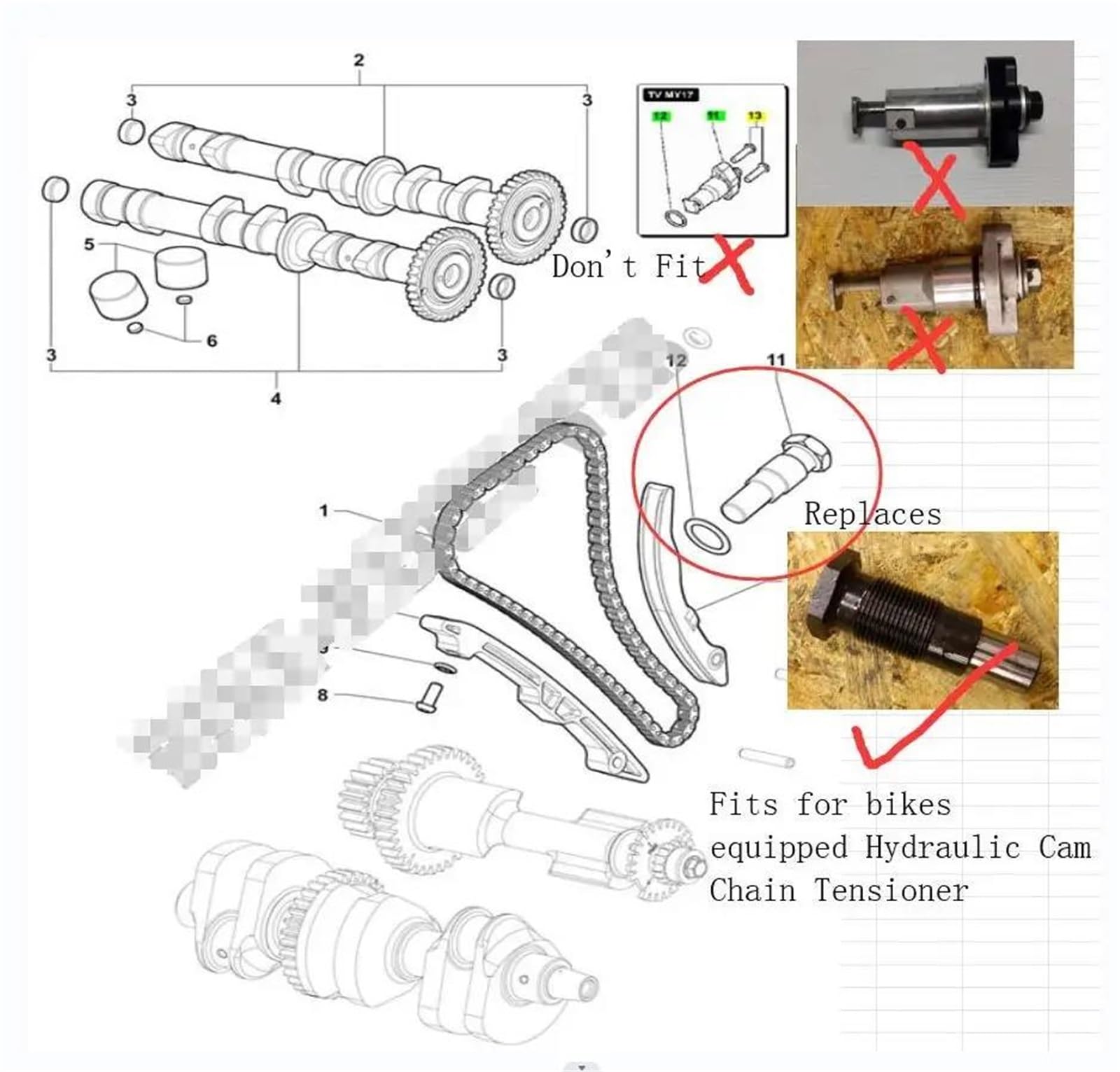 Tendicatena Manuale per MV Agusta Brutale F3 675 800 Rivale Stradale Turismo Veloce 800 Sostituisci OE 8000B9939 Idraulico