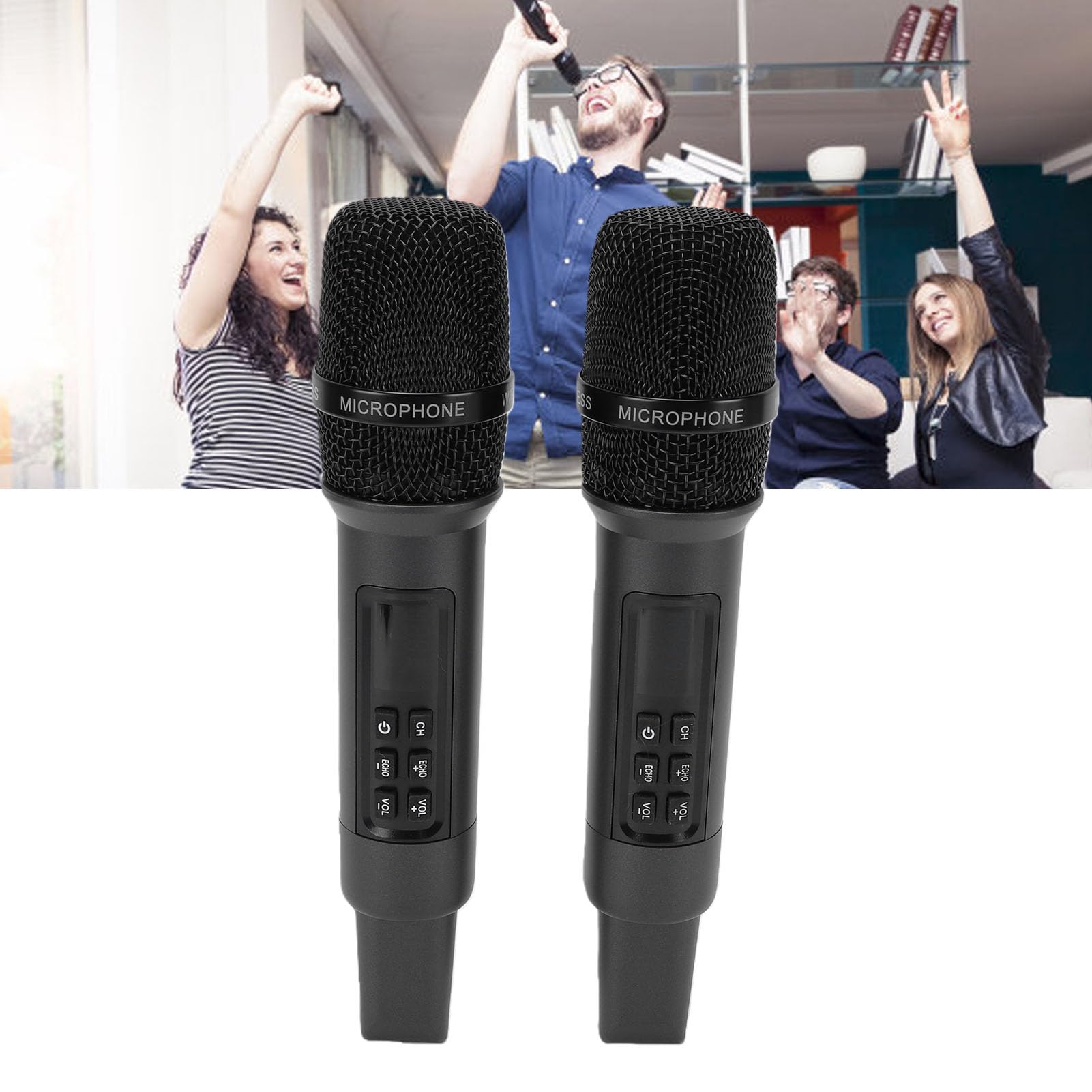 CCYLEZ Drahtloses Doppelmikrofonsystem mit Empfänger, Typ-C-Ladeanschluss, Dynamisches Karaoke-Mikrofonset für Gesang, Live-Streaming, Heimpartys, Redner