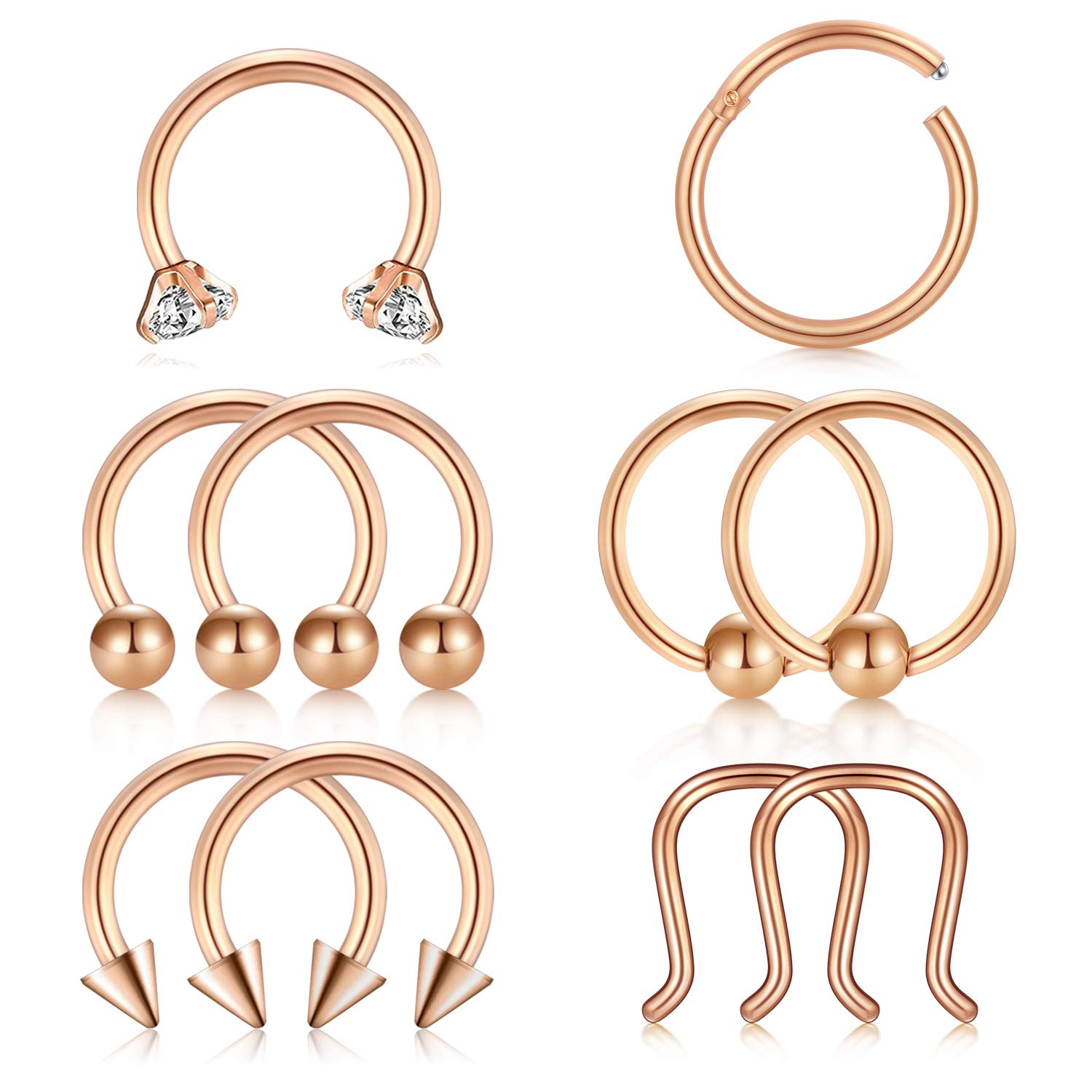 AceFun 18G Cartílago Sleeper Pendientes Pendientes de acero inoxidable con cremallera sin fisuras Clicker Anillo de la nariz Segmento Cuerpo Piercing para Mujeres Hombres