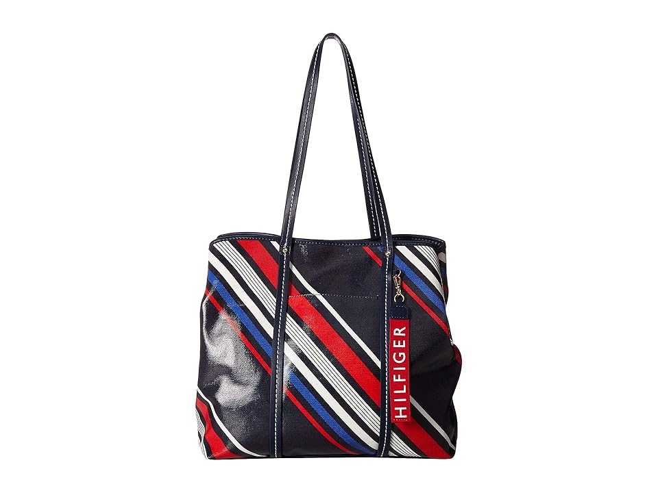 

Tommy Hilfiger Diagonal Stripe Roma Tote (Navy/Multi) Tote Handbags