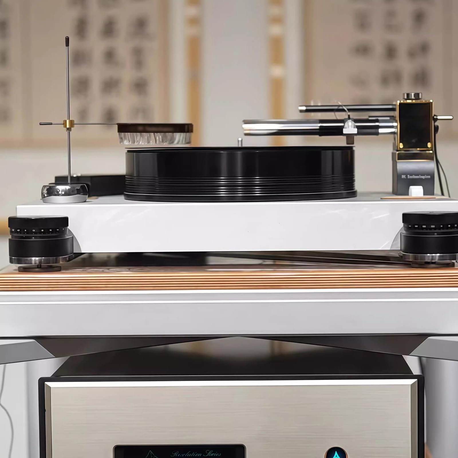 Spazzola antistatica per la pulizia dei dischi in vinile con altezza regolabile e filo di messa a terra per rimuovere la polvere e prevenire il salto dell'ago