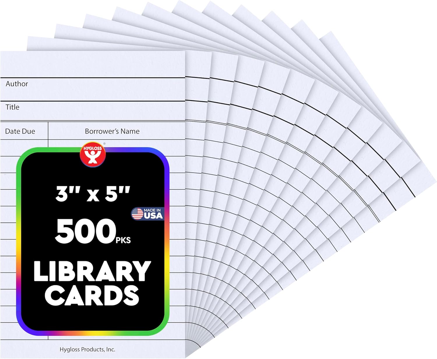Hygloss Library Checkout Cards for Traditional Book Pockets and Classroom Organization - Vintage Style White Due Date Tracking, 3x5 Inch, 500 Pack