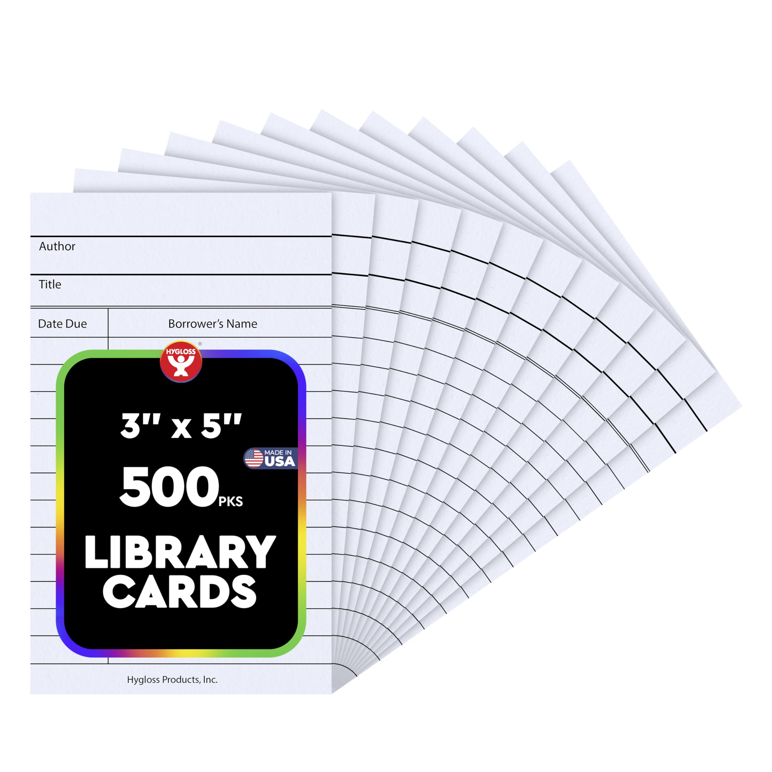 Hygloss Products Library Checkout Cards – White Due Date Note Index Cards - 3 x 5 Inches, 500 Pack