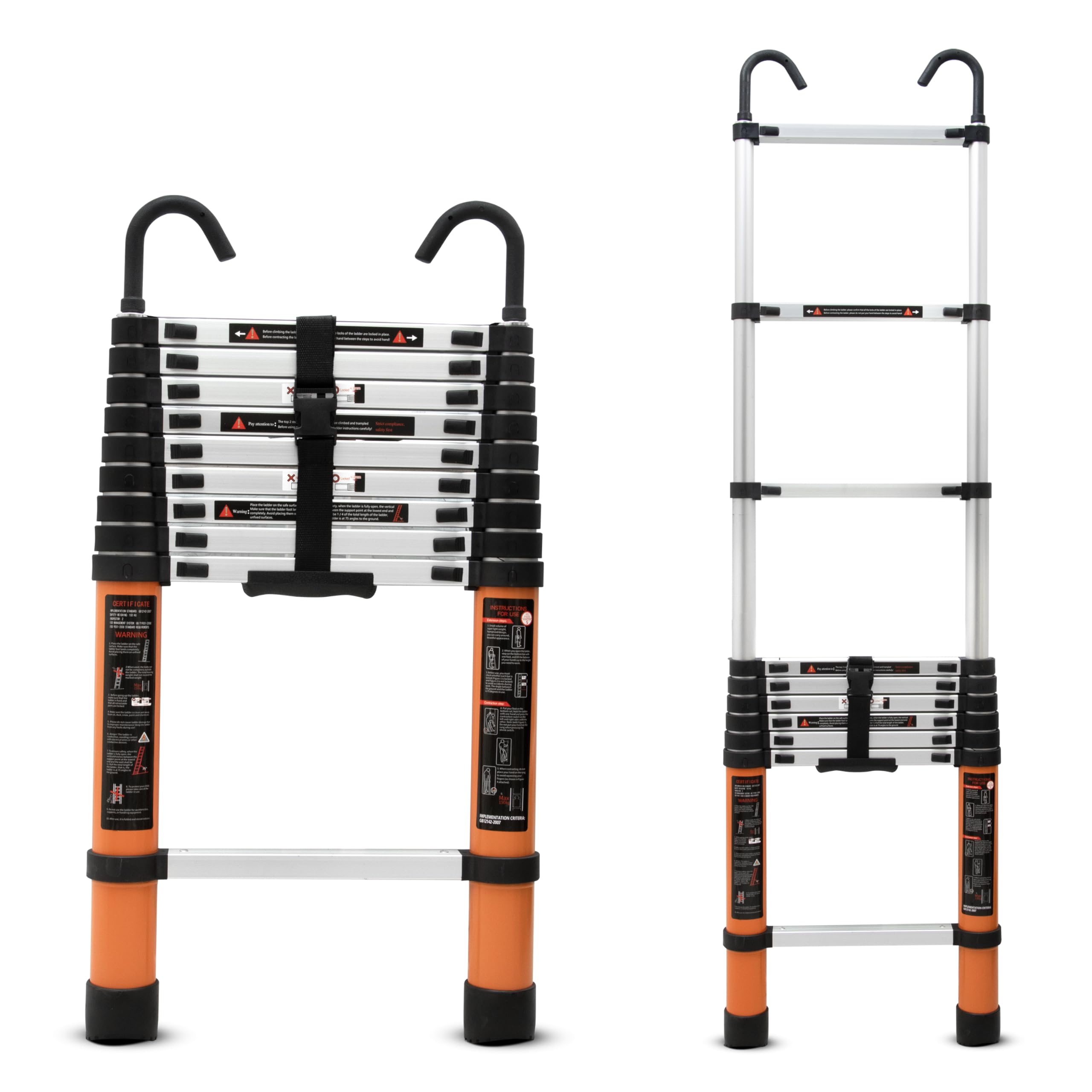 Plantex 2.9m (9.5 ft.) Aluminium Telescopic Ladder/10-Step Portable Ladder with Removable Hooks/Foldable Multipurpose Collapsible Ladder for Home & Outdoor Use/2 Year of Warranty by Plantex (Orange)-picture-19
