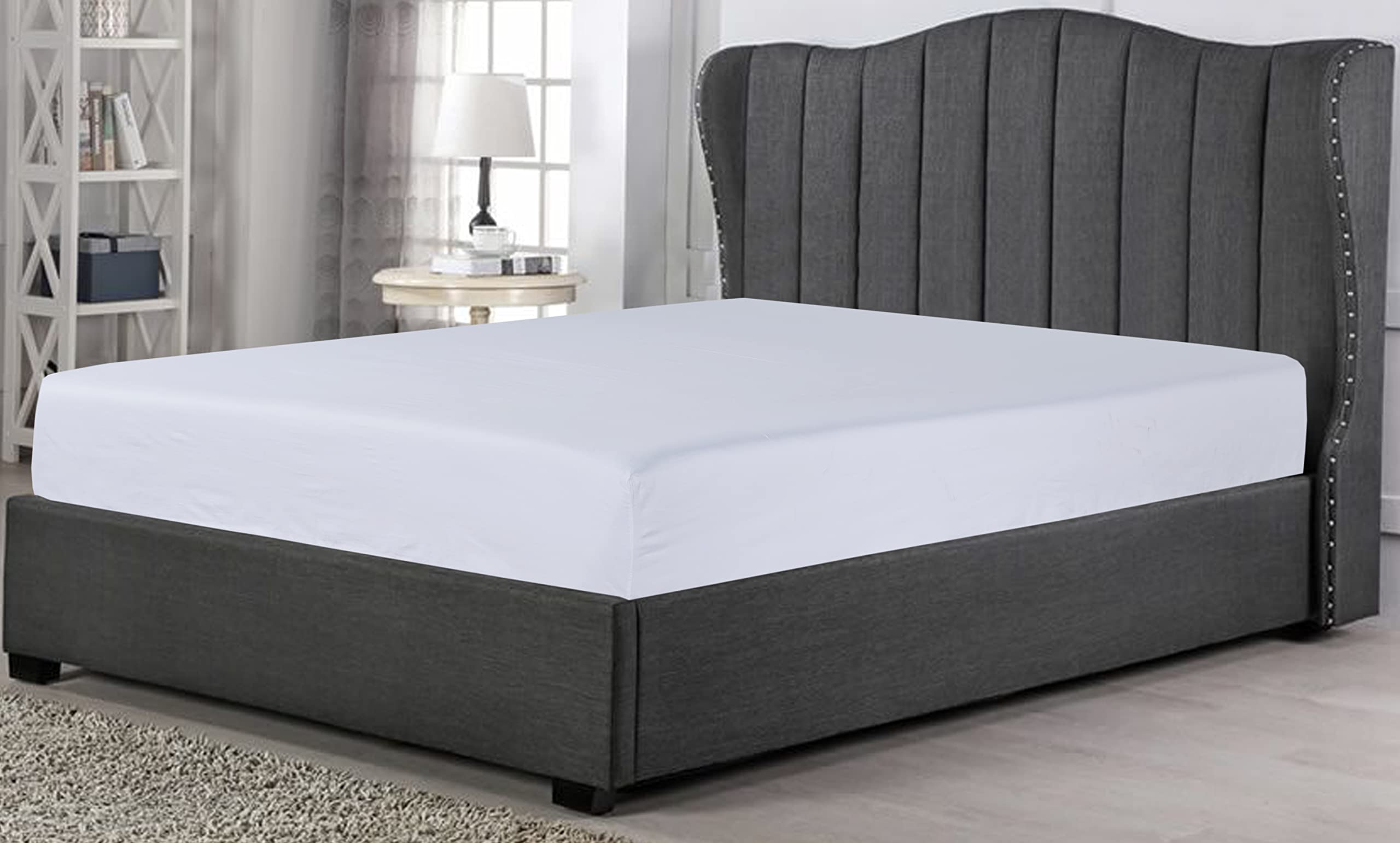 800 Thread Count 100% Pure 5 Star Hotel Quality Bedding Egyptian Cotton Luxurious Fitted Bedsheet Stretches Up To 40cm/16 inches Deep (White, Single 91x193cm + 40cm Deep)