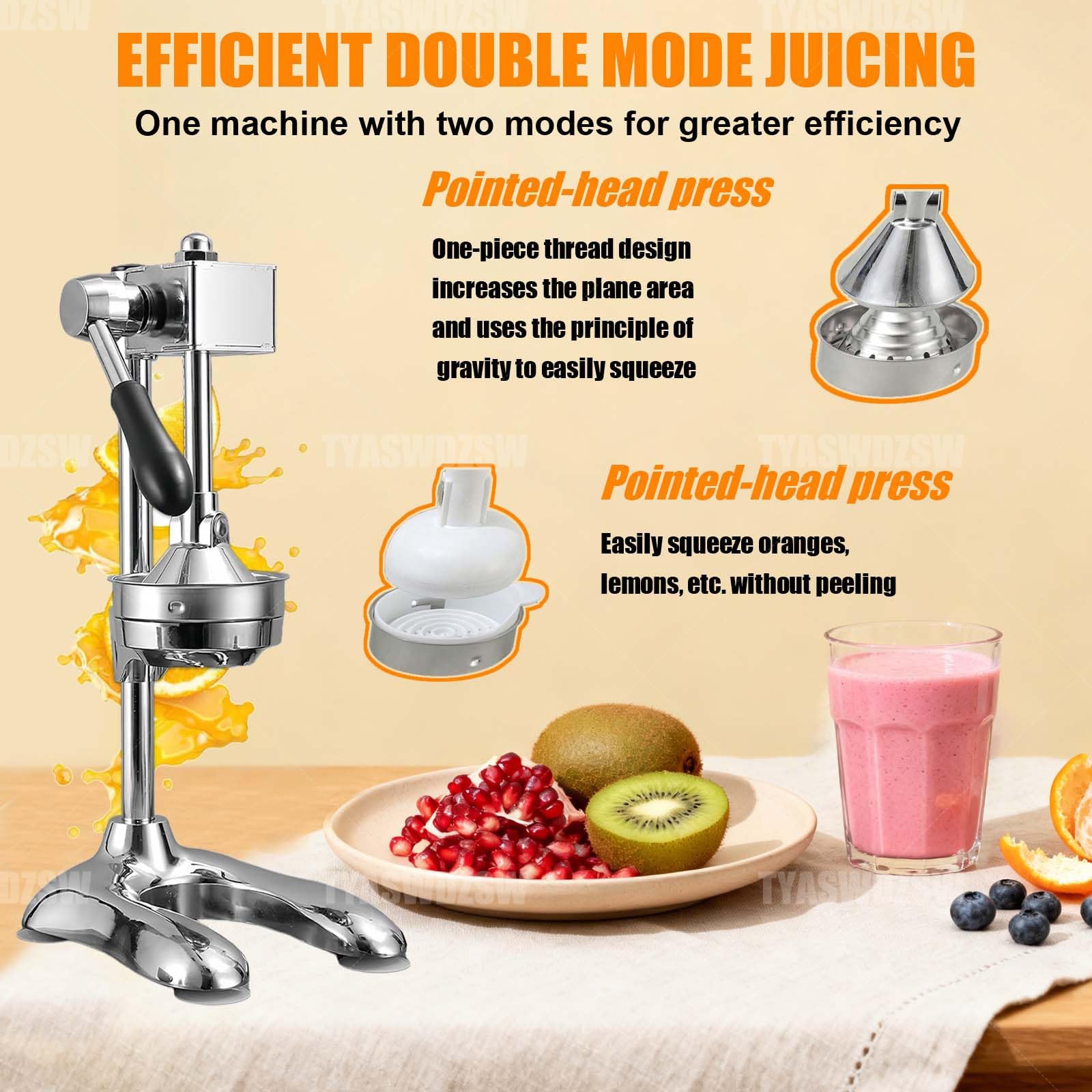 Spremiagrumi Manuale per Agrumi da Banco per Uso Professionale - Spremiagrumi per limoni, lime, arance in acciaio inossidabile pesante, per alto volume in cucina, bar