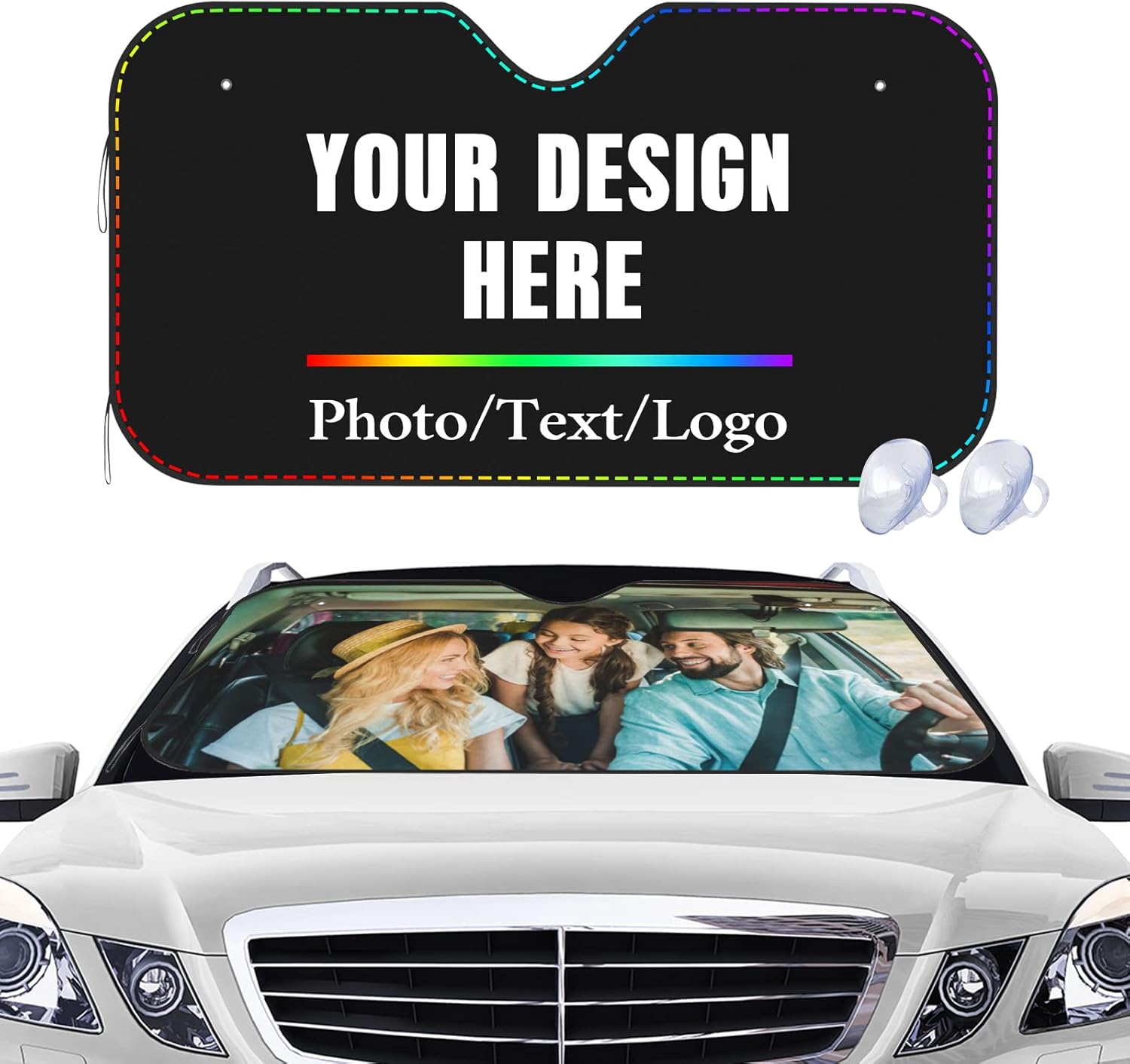 Custom Car Windshield Sun Shade, Personalized Add Your