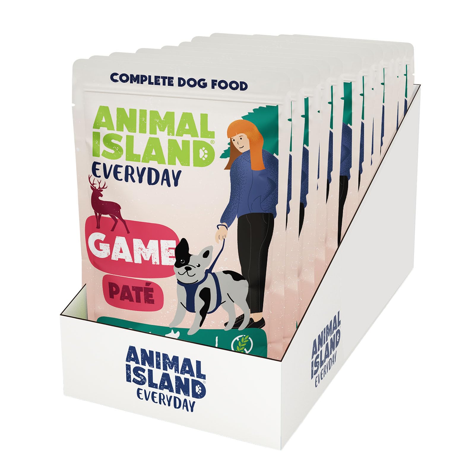 Animal Island Everyday Alimento Húmedo Completo para Perros de Razas Pequeñas Paté de Caza con Cerdo, Pavo y Caldo de Ternera Sin Cereales, 10 x 150g