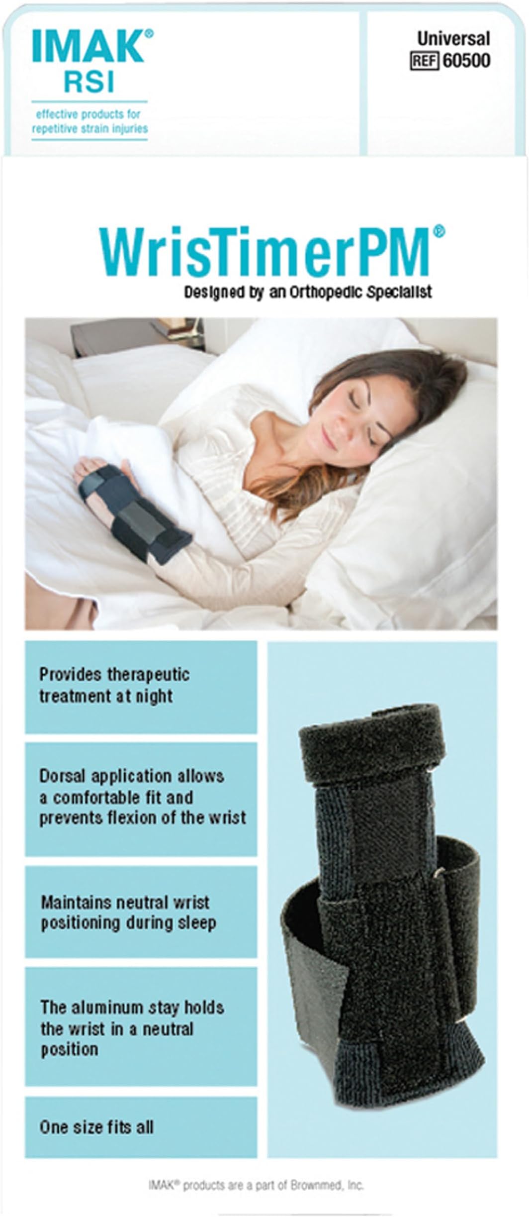 RSI WrisTimer PM - Wrist Brace for Men & Women - Wrist Support Stabilizer & Immobilizer for Nighttime - Carpal Tunnel Support for Sleep