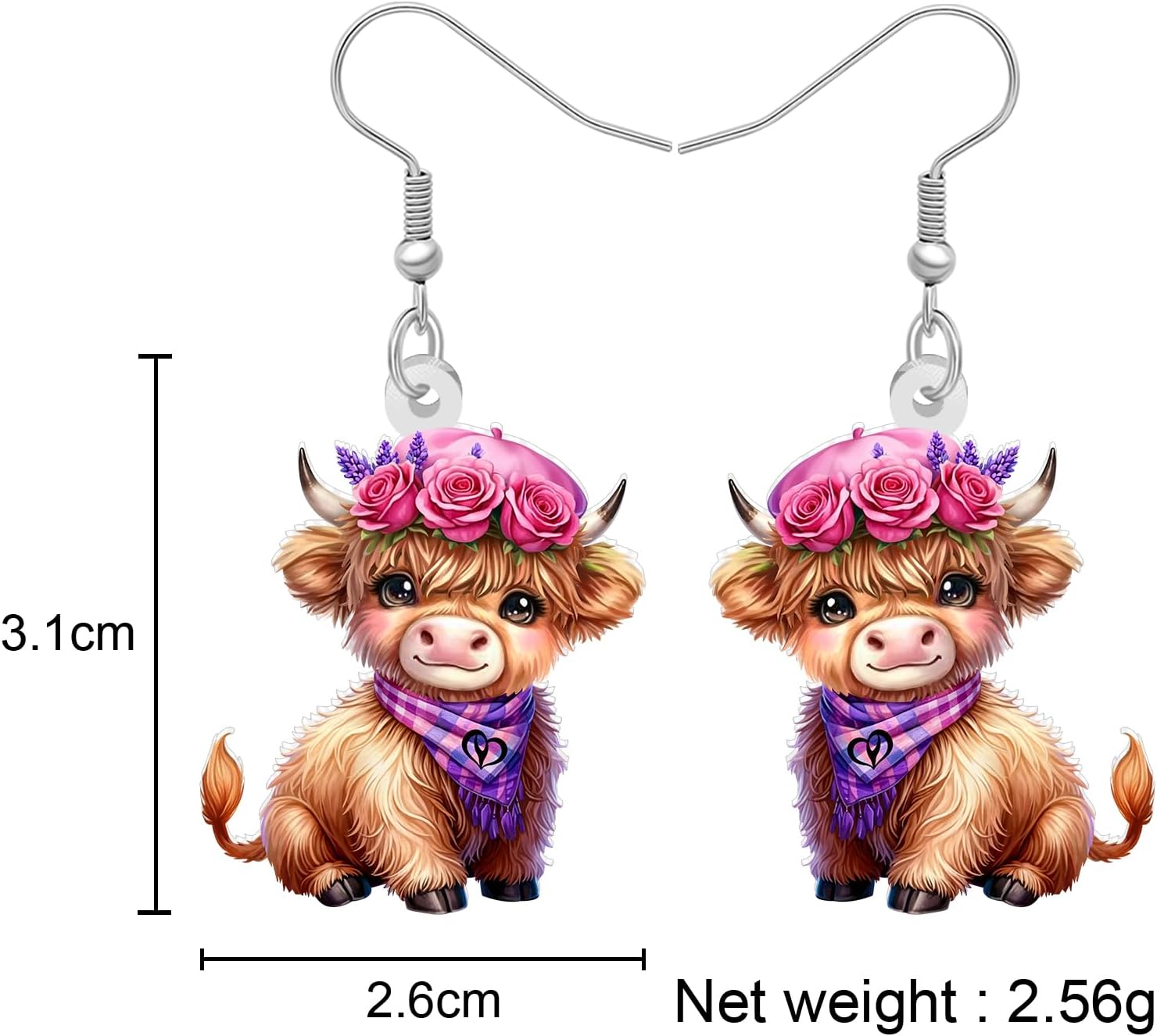DOWAY Highland Cow Gifts Acrylic Highlander Cow Earrings Dangle Country Cowgirl Jewelry Quirky Hyland Cows Gifts for Women Mom image 5