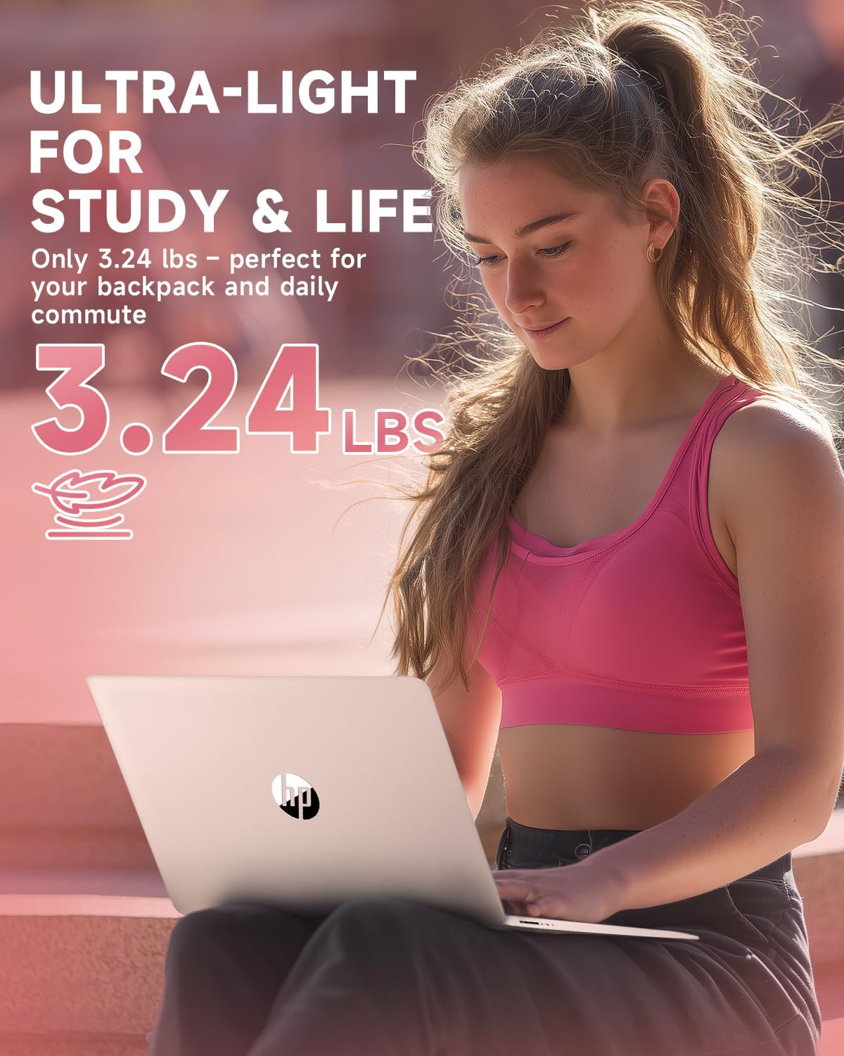 HP 14 Inch Student Business Laptop - Intel N150 | Elegant Pale Rose Gold | Lightweight, AI Copilot Key | 16GB RAM | 384GB Storage(128GB UFS+256GB MSD) | 1 Year Office 365 | Win 11 Pro,w/Accessory