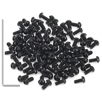 105 Pieces M2 x 4mm Button Head Socket Cap Screws, Thread Pitch 0.4mm, Sutemribor M2 Black Screws, 10.9 Grade Alloy Steel, Black Oxide Finish, Fully Threaded