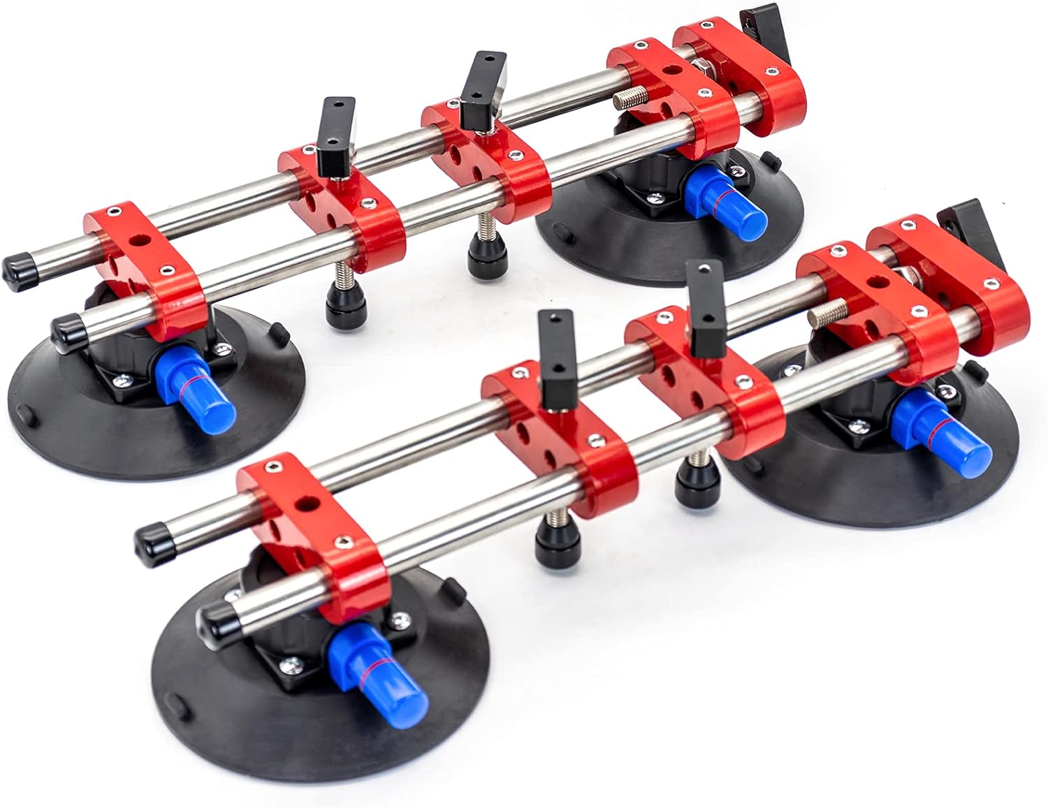 HIGHTOP 2PCS 6 inch Seamless Seam Setter With Vacuum Suction Cups For Seam Joining Leveling,Solid Countertop Installation Tool for Quartz slabs ?Granite, Stone, Marble,Tile Gap Regulator Red