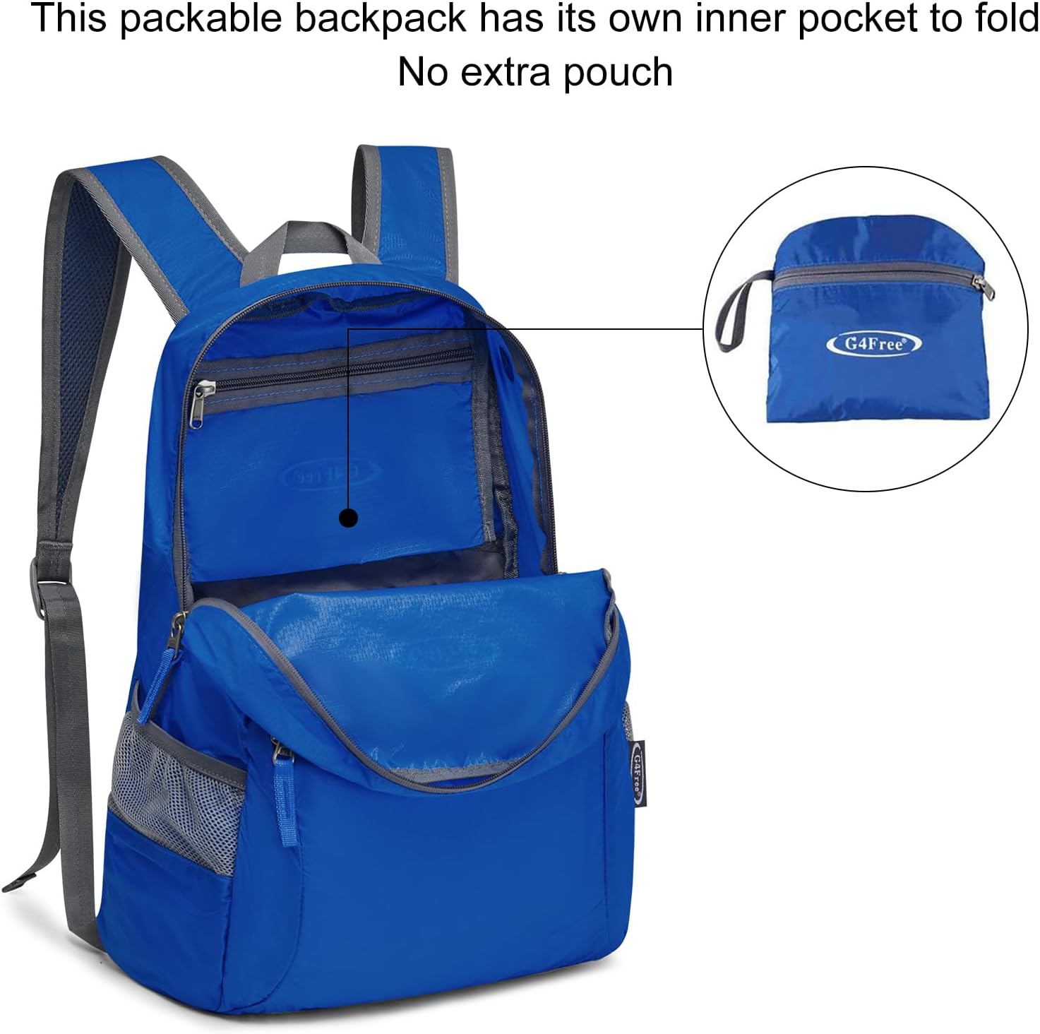 G4Free 20L Small Packable Travel Hiking Backpack for Men Women | Lightweight Foldable Waterproof Daypack for Outdoor, Dark Blue thumbnail