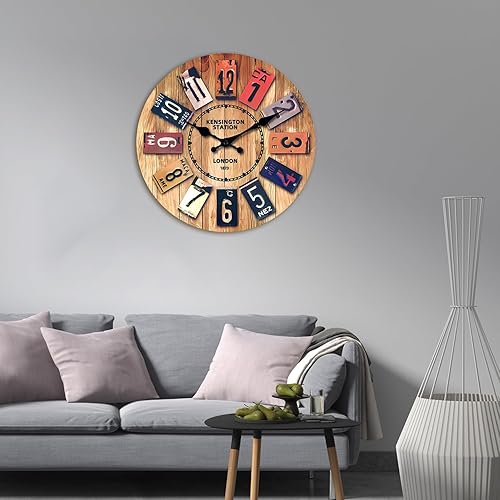 Miniatura 2 de MOVEBEST Reloj de cuarzo silencioso minimalista moderno, funciona con pilas, fácil de leer, reloj de pared retro de 12 pulgadas para baño, sala de