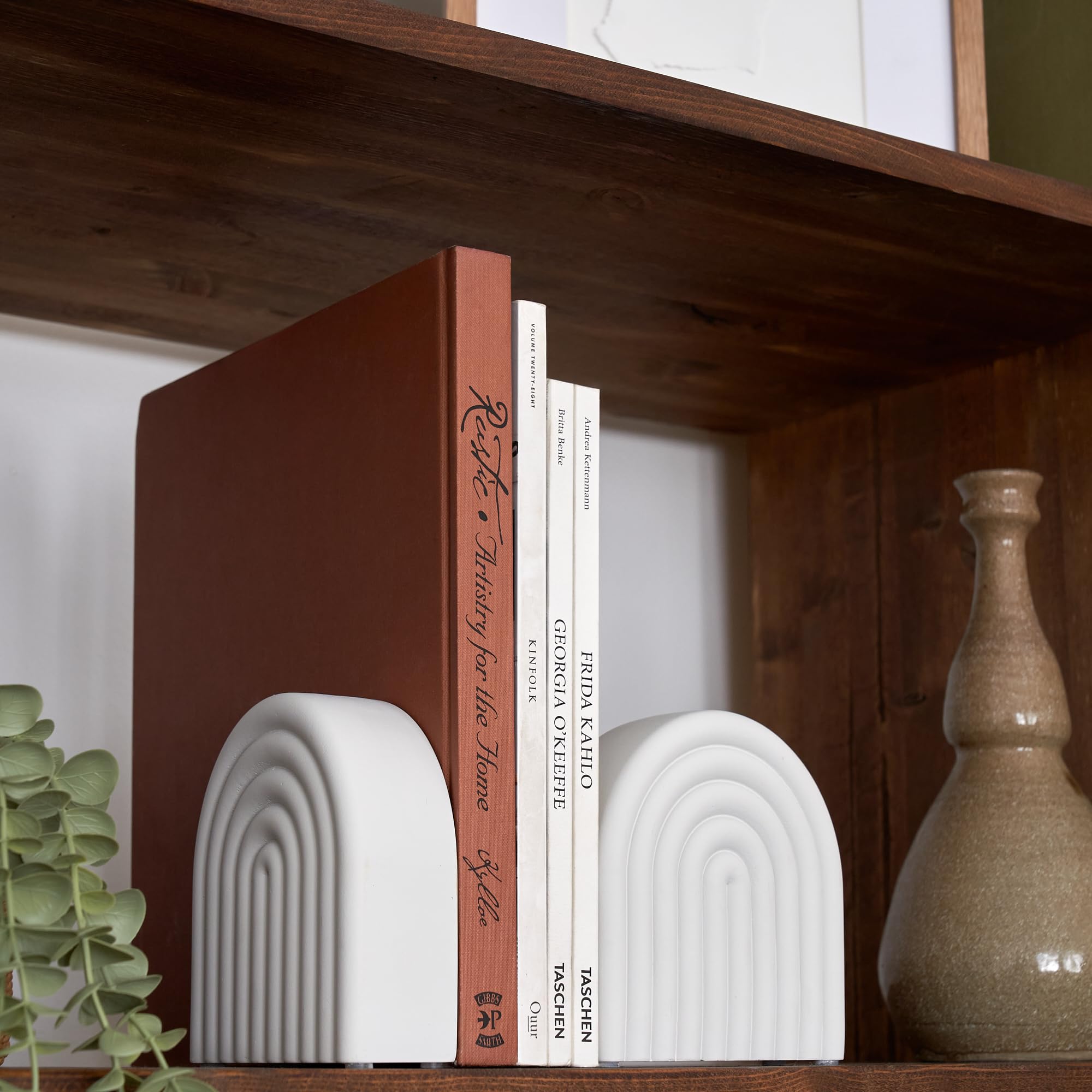 Decorative Concrete Bookends for Heavy Books – Stylish Set of 2, Ideal for Any Bookshelf – Aesthetic Book Holder/Stopper with Anti-Slip Pads for Chic Home, Office, or Library Decor