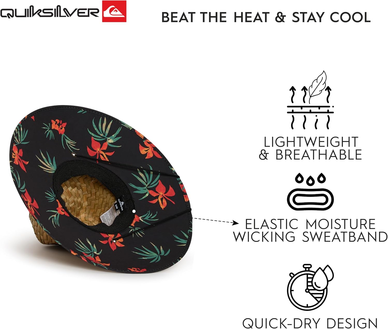 Quiksilver Men's Wide Brim Outdoor Lifeguard Straw Sun Hat - Image 5