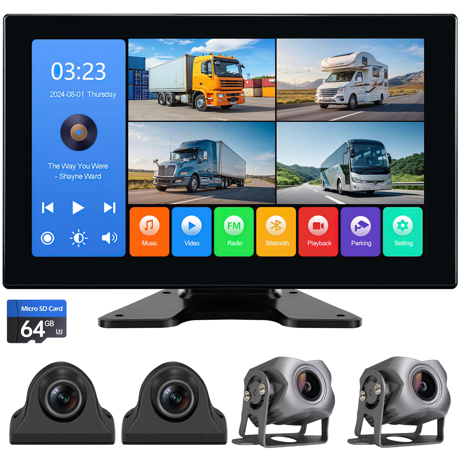 Seventour 4-Channel 1080p Backup Camera System
