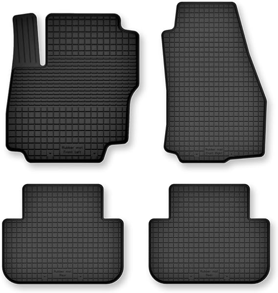 dywaniki gumowe korytkowe, kompatybilne z: Ford Kuga MK1 SUV (2011-2013) – uniwersalne wycieraczki ze stoperami – rant 1,5 cm – zestaw 4 sztuki