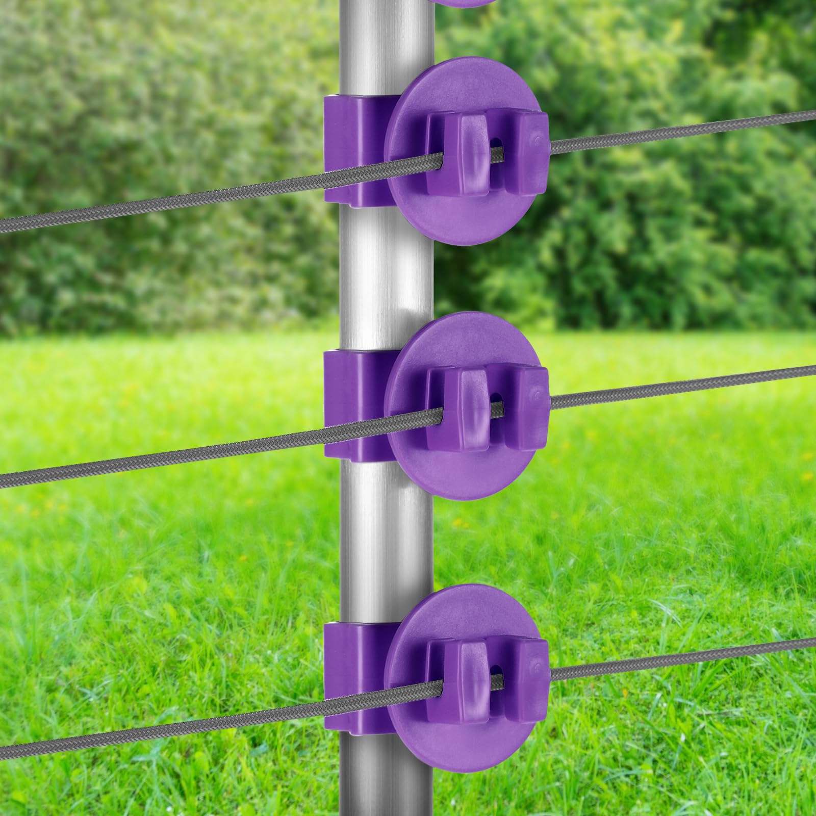 Geiserailie 200 aisladores de postes en T, postes de valla eléctrica, aisladores de valla eléctrica, alambre estándar de ajuste cómodo, clips de poste en T para ganaderos agrícolas (morado)