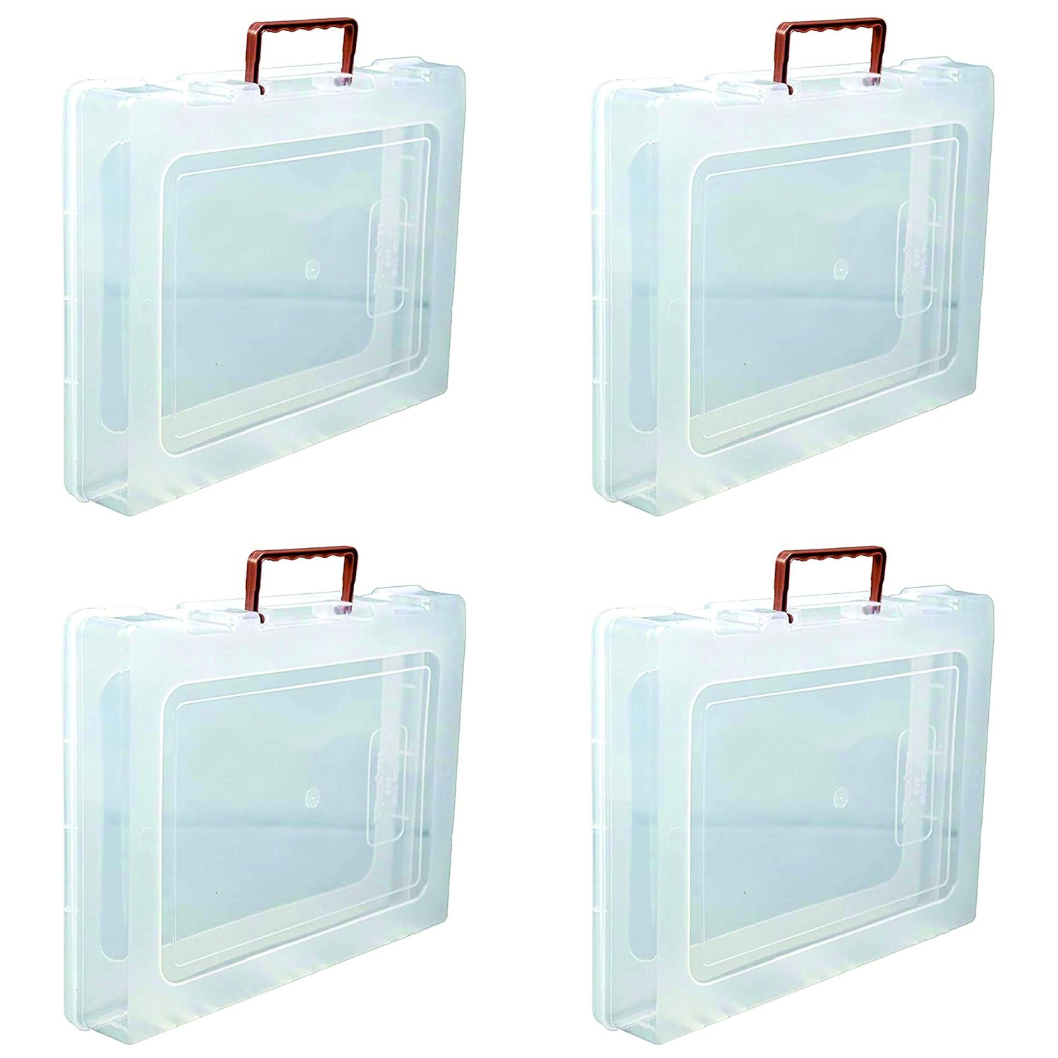 DARKZONE Multipurpose Plastic Rectangular Storage Boxes with Locks and Handle Matte Finish for Saree, Laptop, Books (Set of 4, Bahurani)