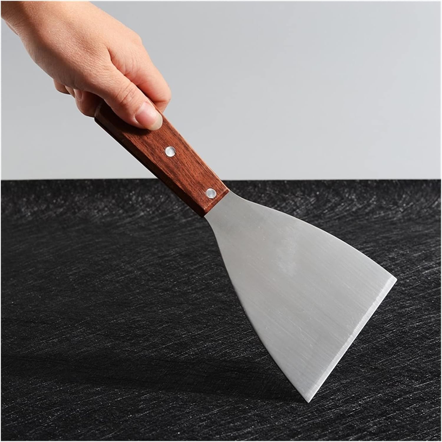 Pizza Slicer Stainless Steel Steak Fried Shovel Wooden Handle Pancake Flipping Spatula Pastry Dough Cutter Pizza BBQ Baking Tools Pizza Cutters