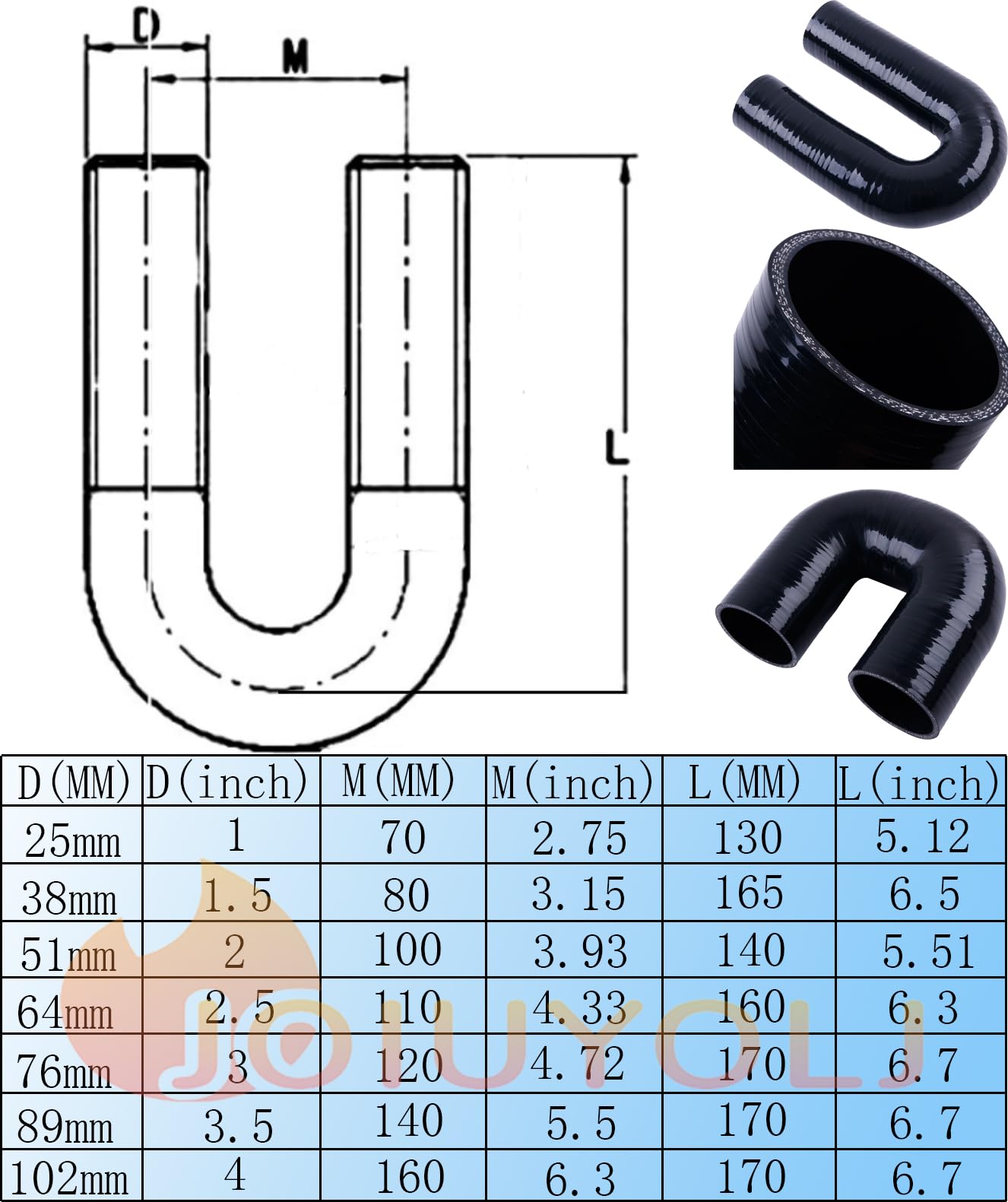 Łącznik 180 stopni w kształcie litery U kolanko wąż silikonowy rura ID 38 mm grubość 4-warstwowa (5,4 mm) wzmocniona do silnika turbo buty wlotu powietrza sprzęgło intercoolera korpus