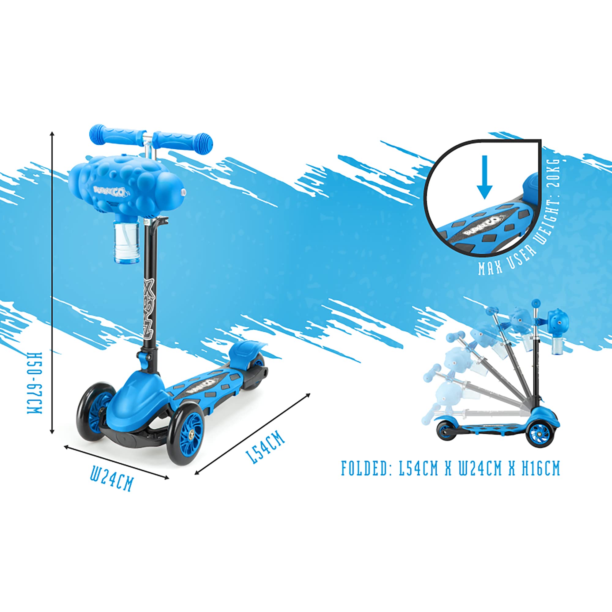 Amazon.co.jp: Xootz 子供用バブルスクーター ブルー 折りたたみ式 3輪