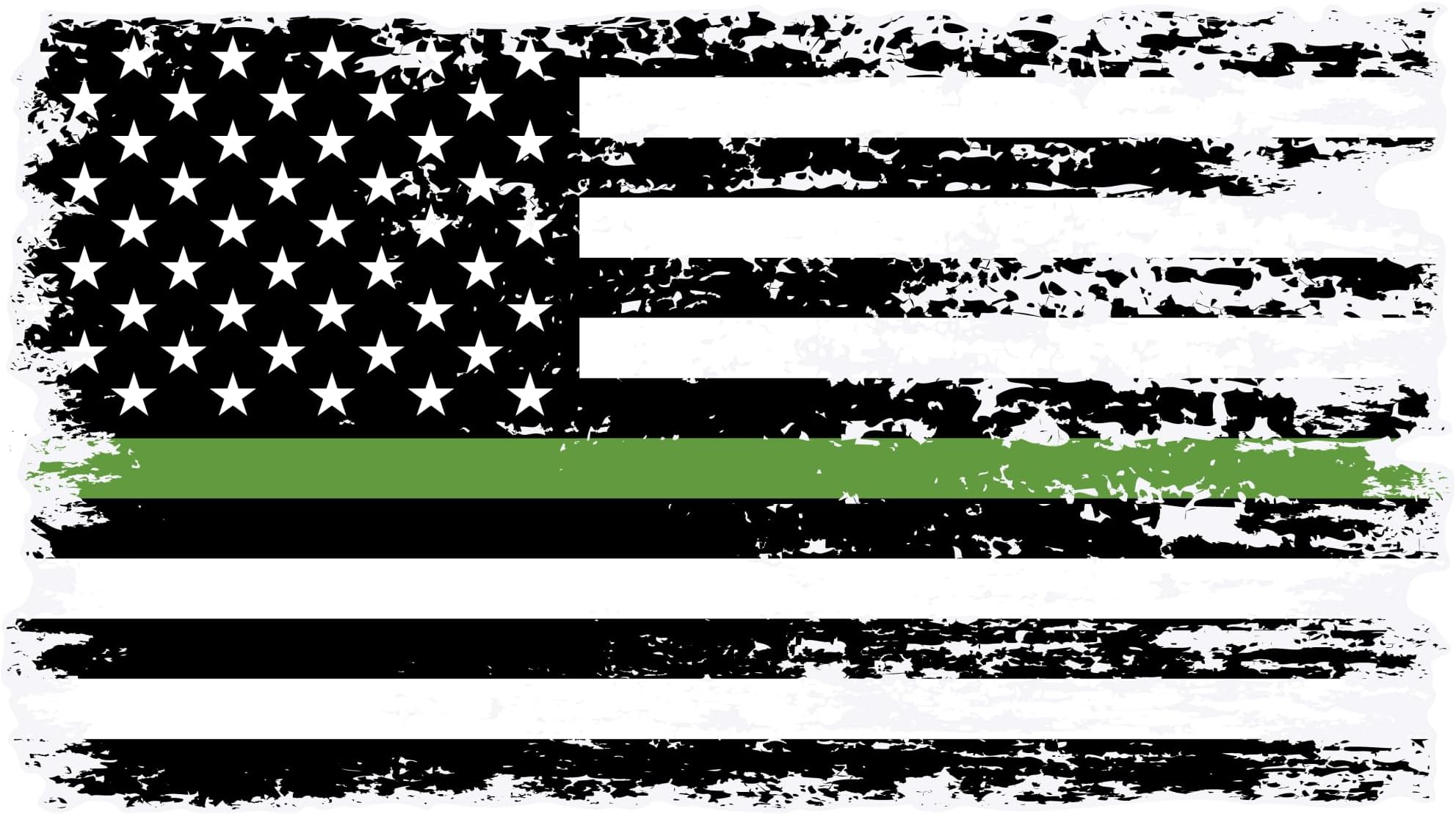 Stickios Military Sticker - Tattered American Flag Thin Green Line Army Decal for Cars, Trucks & Vehicle Windows - Made in USA (5.9x3.3 inches)