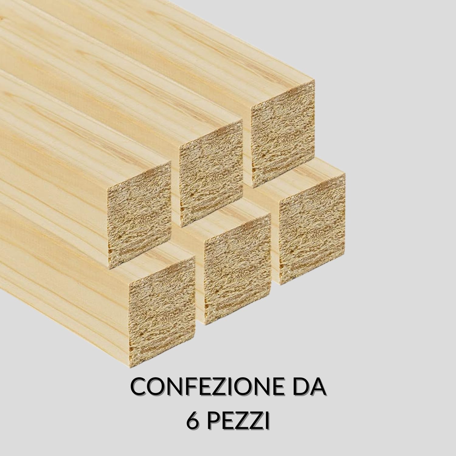 TWE Listelli Legno Massello Abete x 2 metri Piallati su Quattro Lati con Smusso su Spigoli Made in Italy Confezione da 6 pz (30x30) mm
