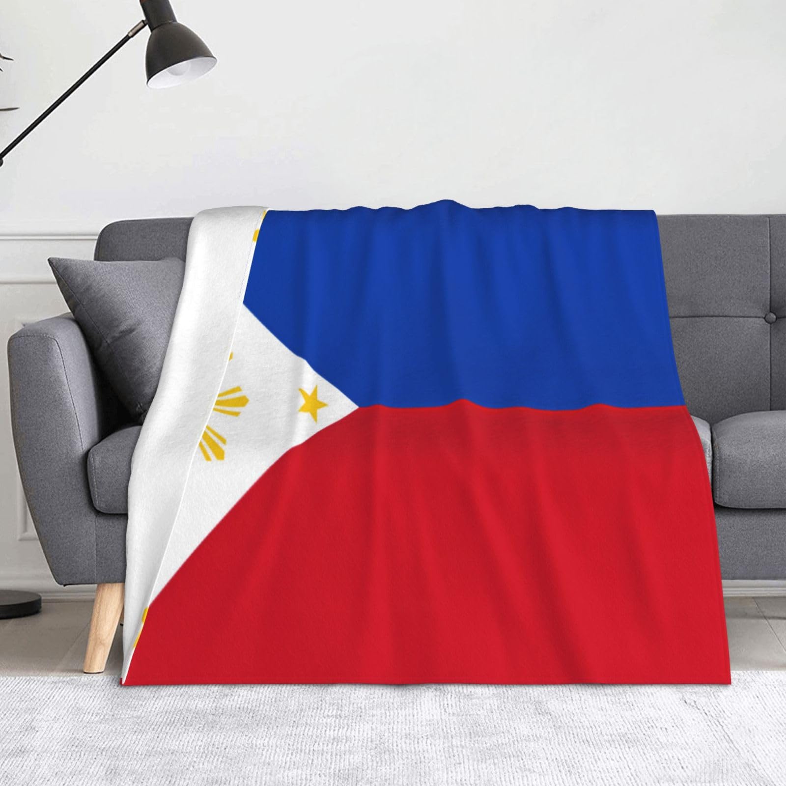 Soft Fluffy Cozy Warm Flannel Blanket, Philippine Flag Patterns Throw Blanket for Living Room, Sofa, Chair, Camping, Travel Bed Blanket