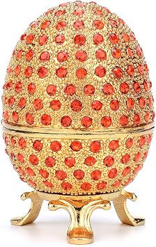 QIFU Easter Egg Style Hand Painted Trinket Box, Unique Ornament for Family