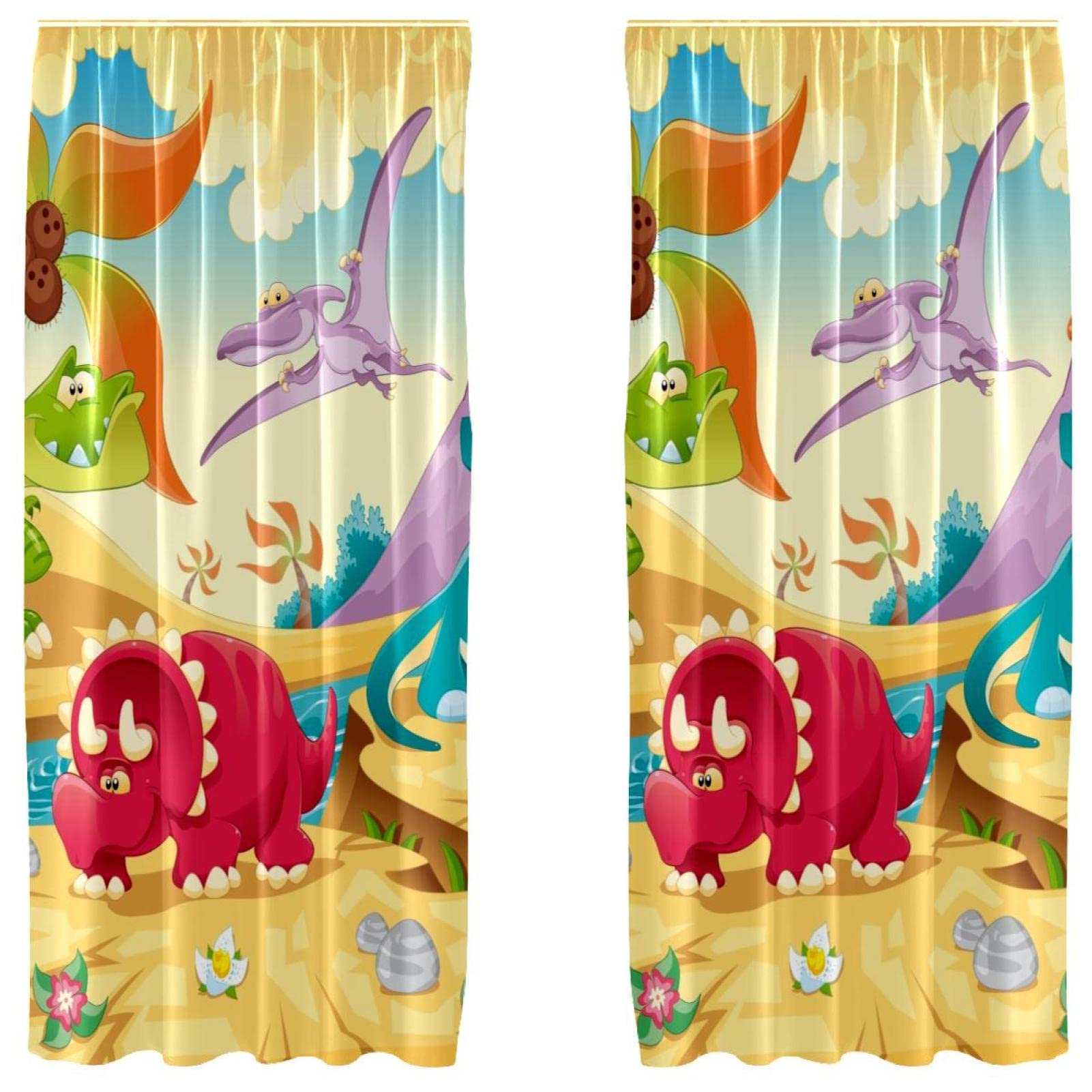 Cortinas de dinosaurios infantiles juego de 2 paneles ligeros 55x84 pulgadas