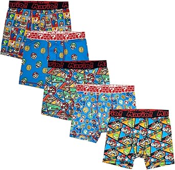 Bioworld Super Mario Brothers 5-Pack of Boys Character Boxer Briefs