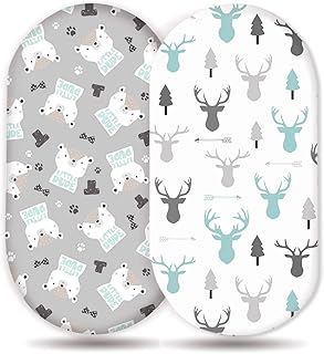 GRSSDER Stretch Ultra Soft Fitted Bassinet Sheet Set 2 Pack，Universal Cradle Sheet Set for Rectangle