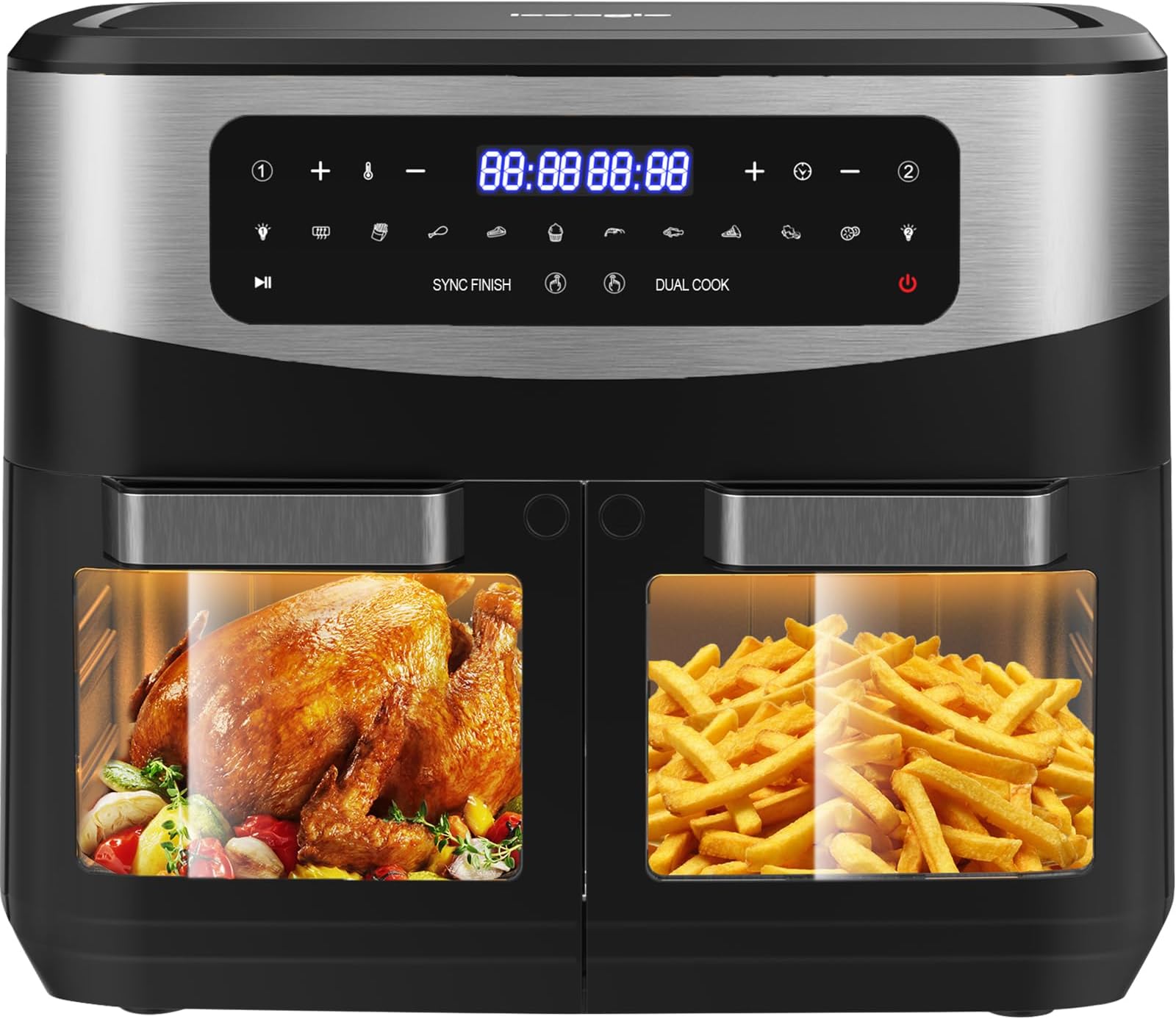 Airfryer XXL Friteuse à Air sans Huile - 8L - Compacte - 8 Programmes