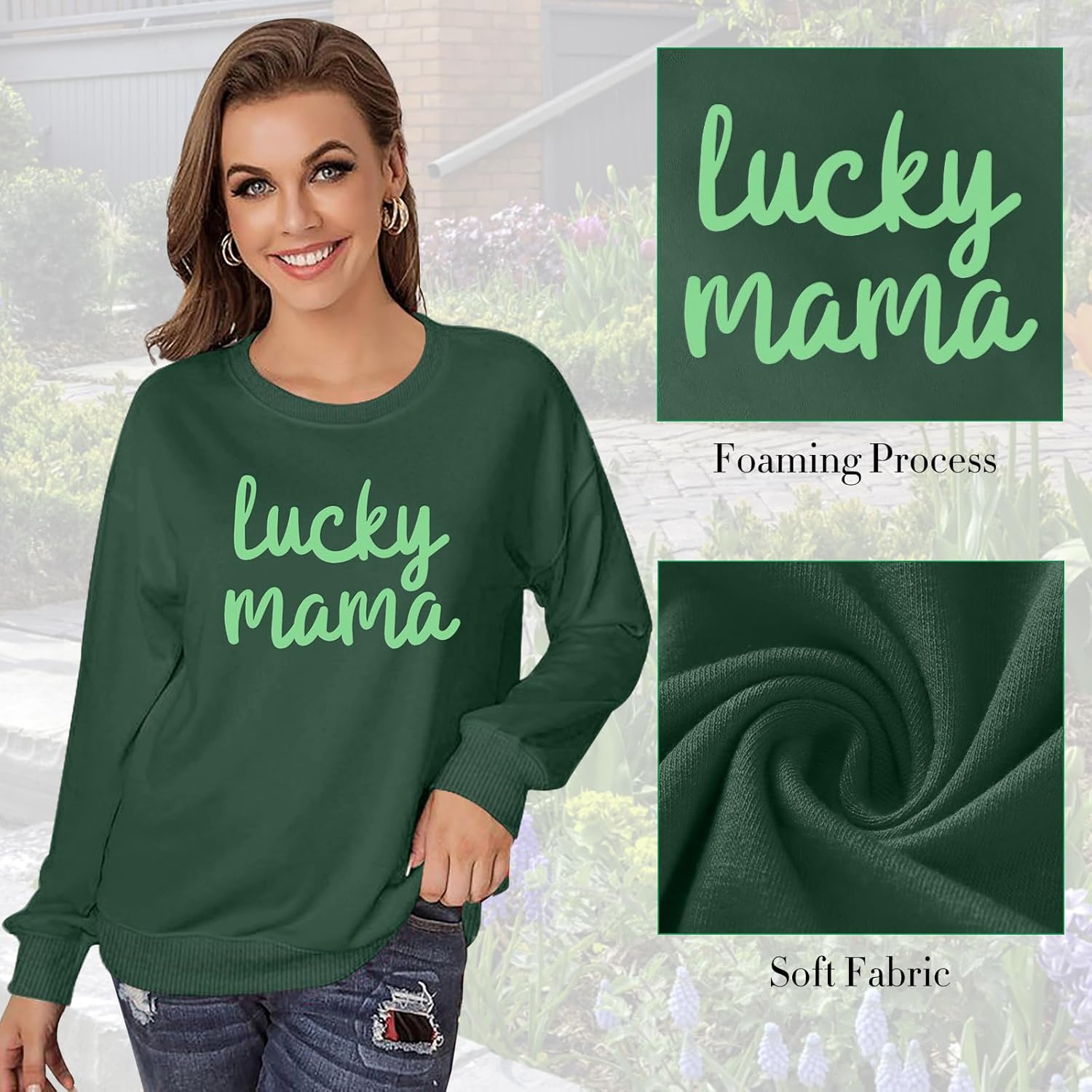 PECHAR St Patricks Day Shirt Women Lucky Mama Sweatshirt Shamrock Long Sleeve Patrick's Day Shirts Irish Gift Pullover - Image 4
