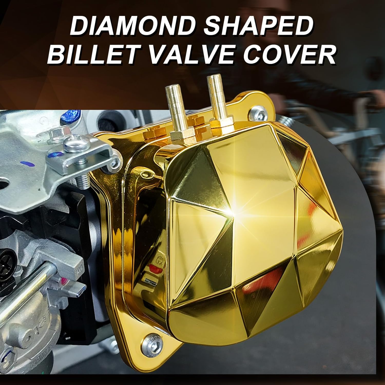 Diamond Shaped Valve Cover fits GX200 Clone Predator 212 Non-Hemi Predator 224 engine For Coleman BT200X CT200U CT200U-EX Baja MB165 MB200 Doodlebug Mini Bike Go Kart Gold