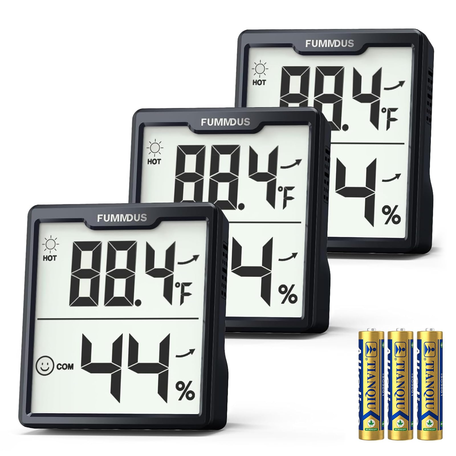 Igrometro digitale per interni, con monitor accurato di temperatura e umidità, per casa, camera dei bambini, ufficio, serra, cantina, 3 pezzi (nero)