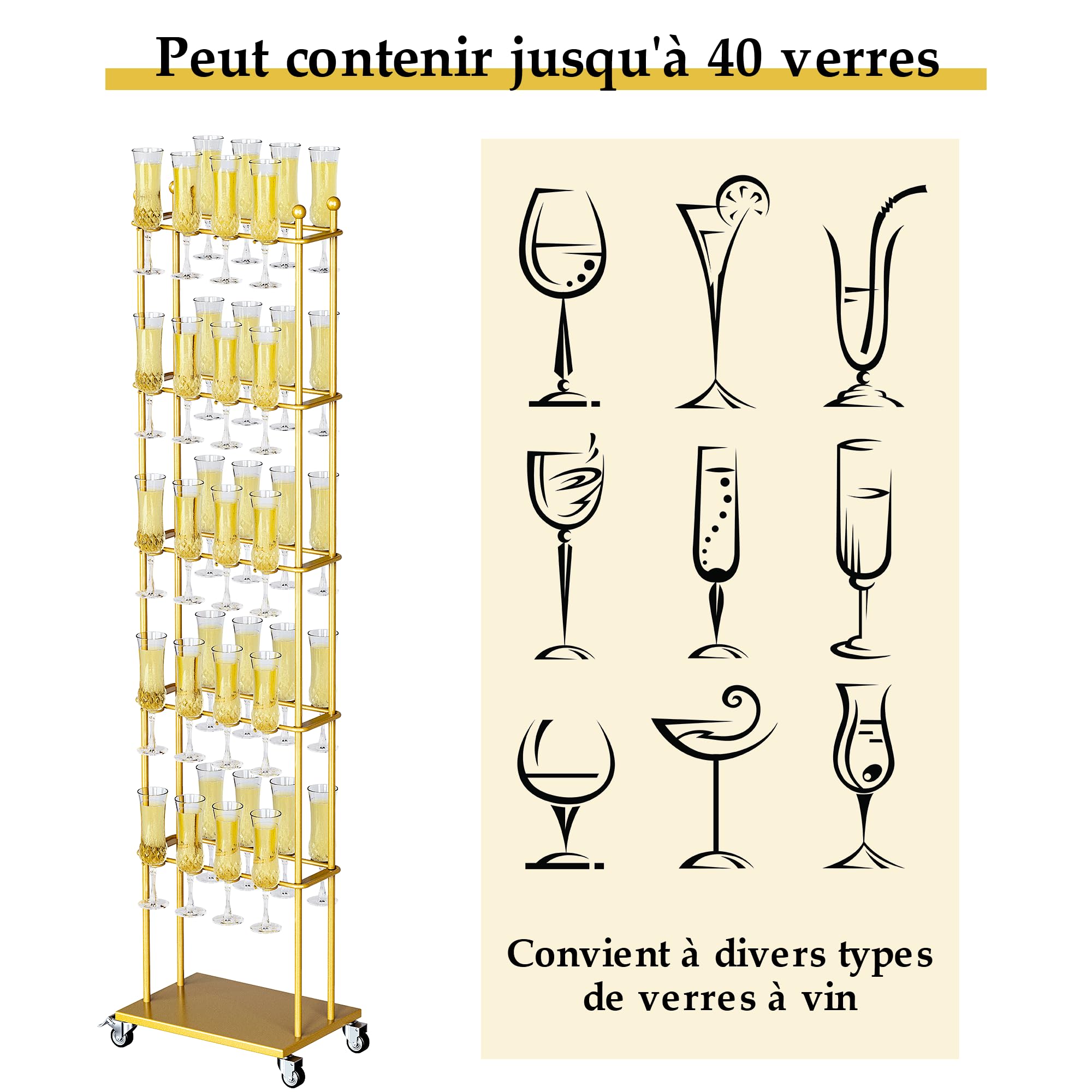 uyoyous Tour de boissons à champagne 5 étages amovible 1,7 x 0,42 x 0,3 m