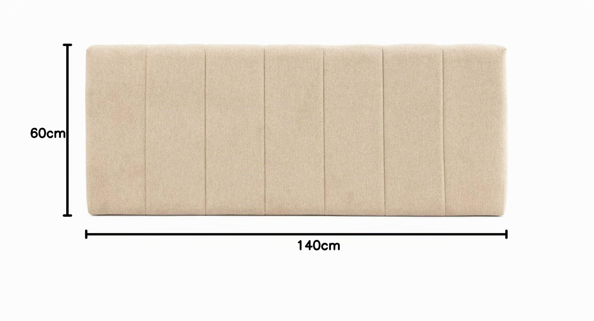 Tête de lit tapissée Creta 140x60cm Couleur Beige, Rembourrée de Mousse, brodé Effet capitonné, 8cm d'épaisseur, Système de Fixation Inclus.