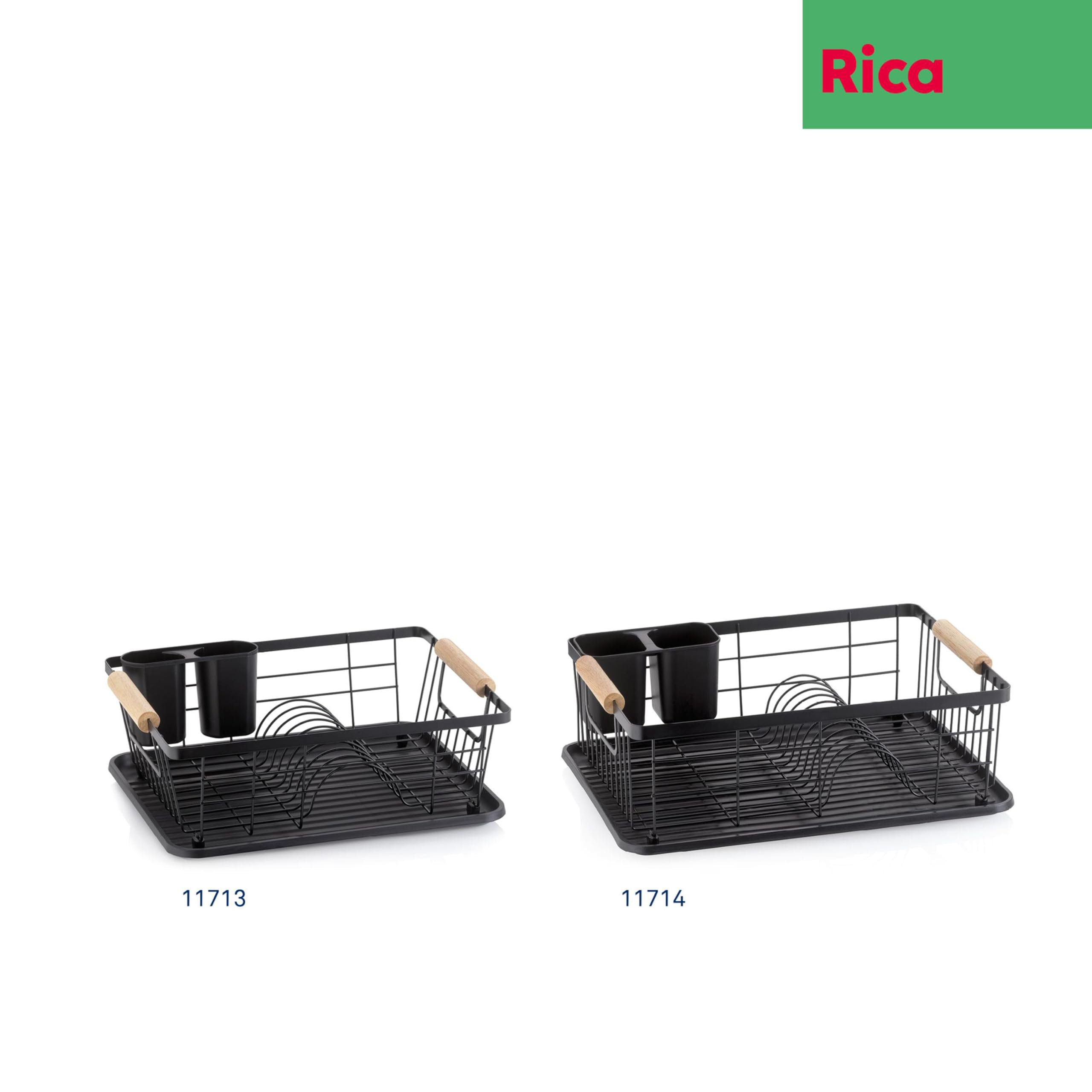 kela Escurridor de vajilla RICA de, metal Rejilla escurridora para 11 platos, 5 vasos, 2 cubiertos de plástico, negro